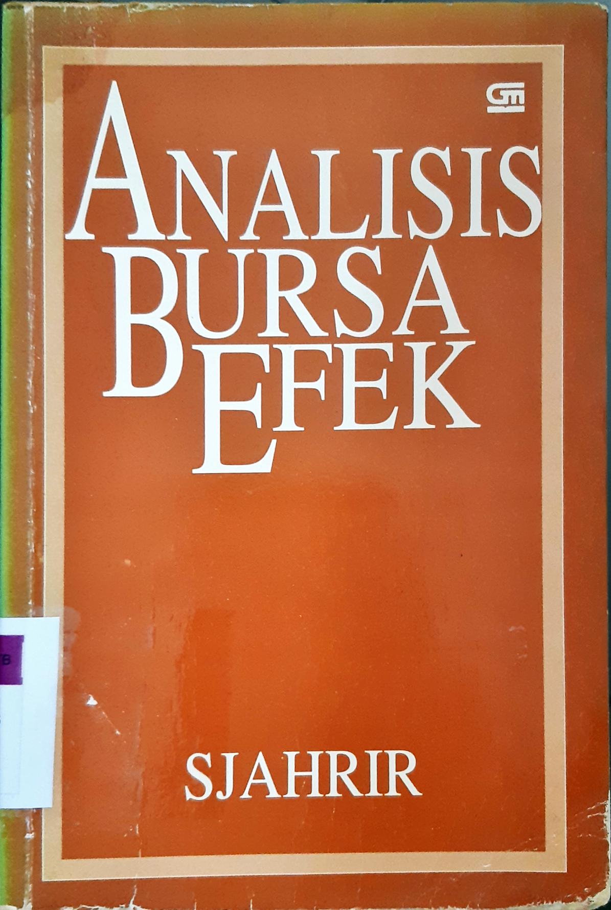 Cover Analisis bursa efek / Sjahrir