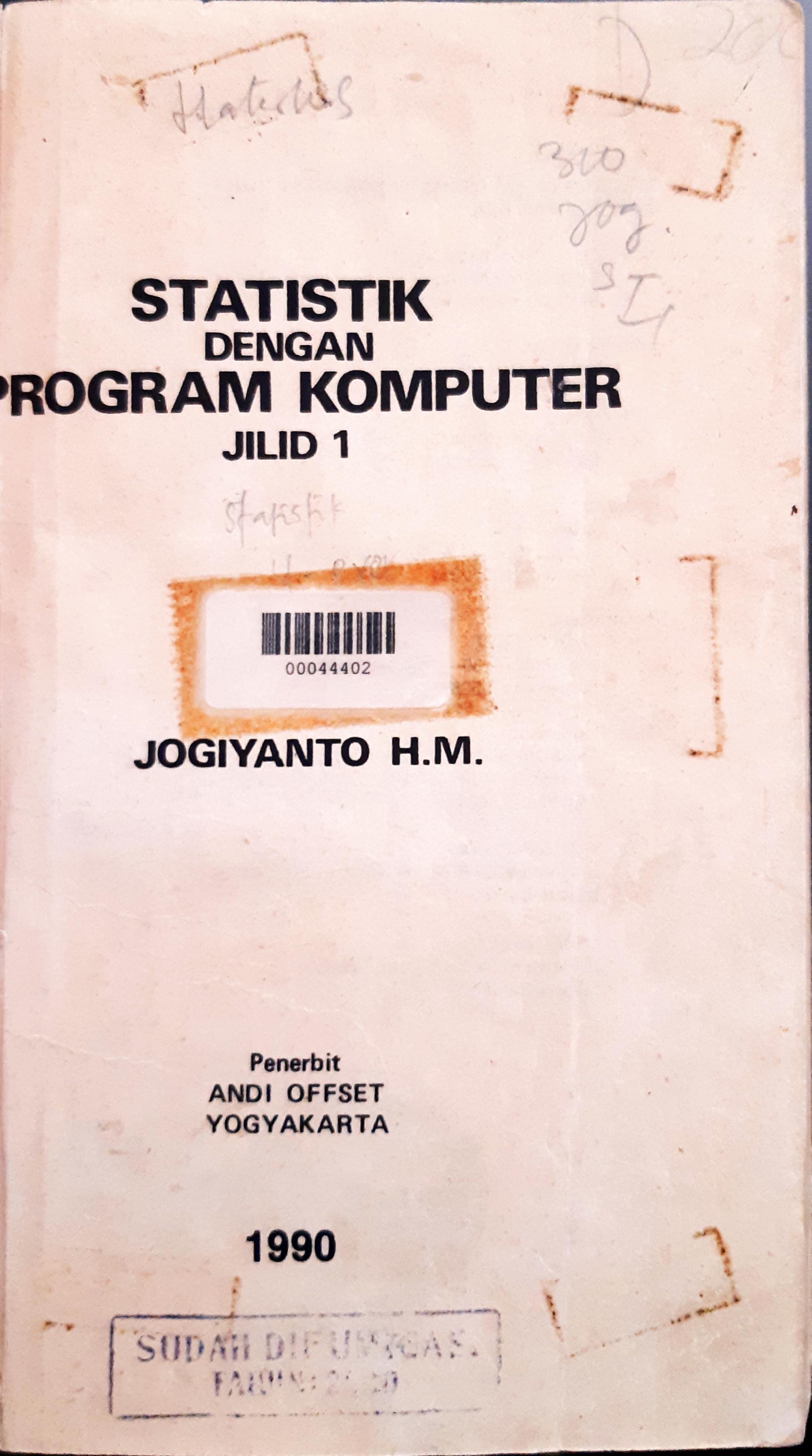 Cover Statistik Dengan Program Komputer / Jogiyanto H.M