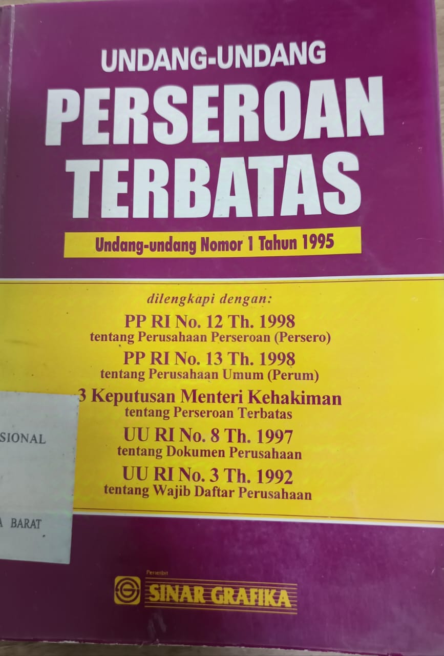 Cover Undang - undang perseroan terbatas ( UU. No.1. th. 1995 ) / INDONESIA