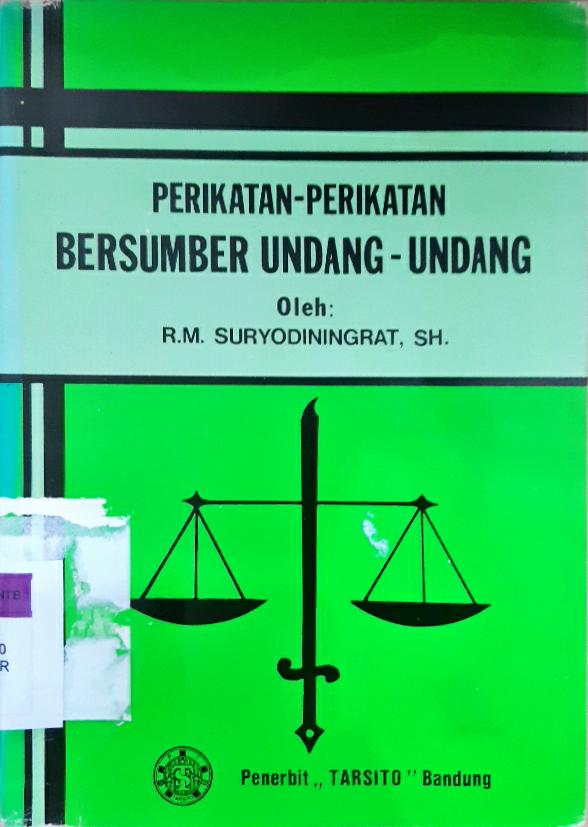 Cover Perikatan-perikatan bersumber undang-undang / RM. Suryodiningrat SH