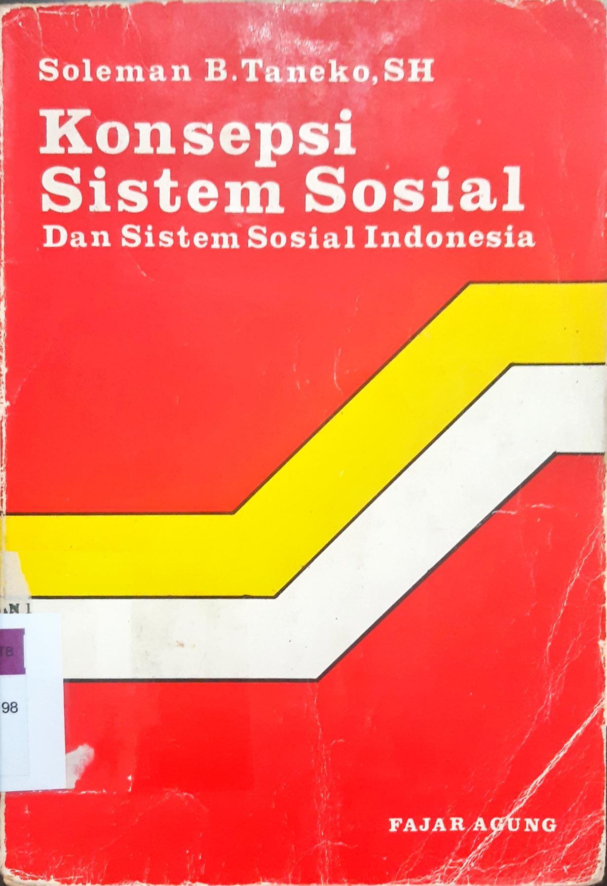Cover Konsepsi sistem sosial dan sistem sosial Indonesia, / Soleman B. Taneko SH