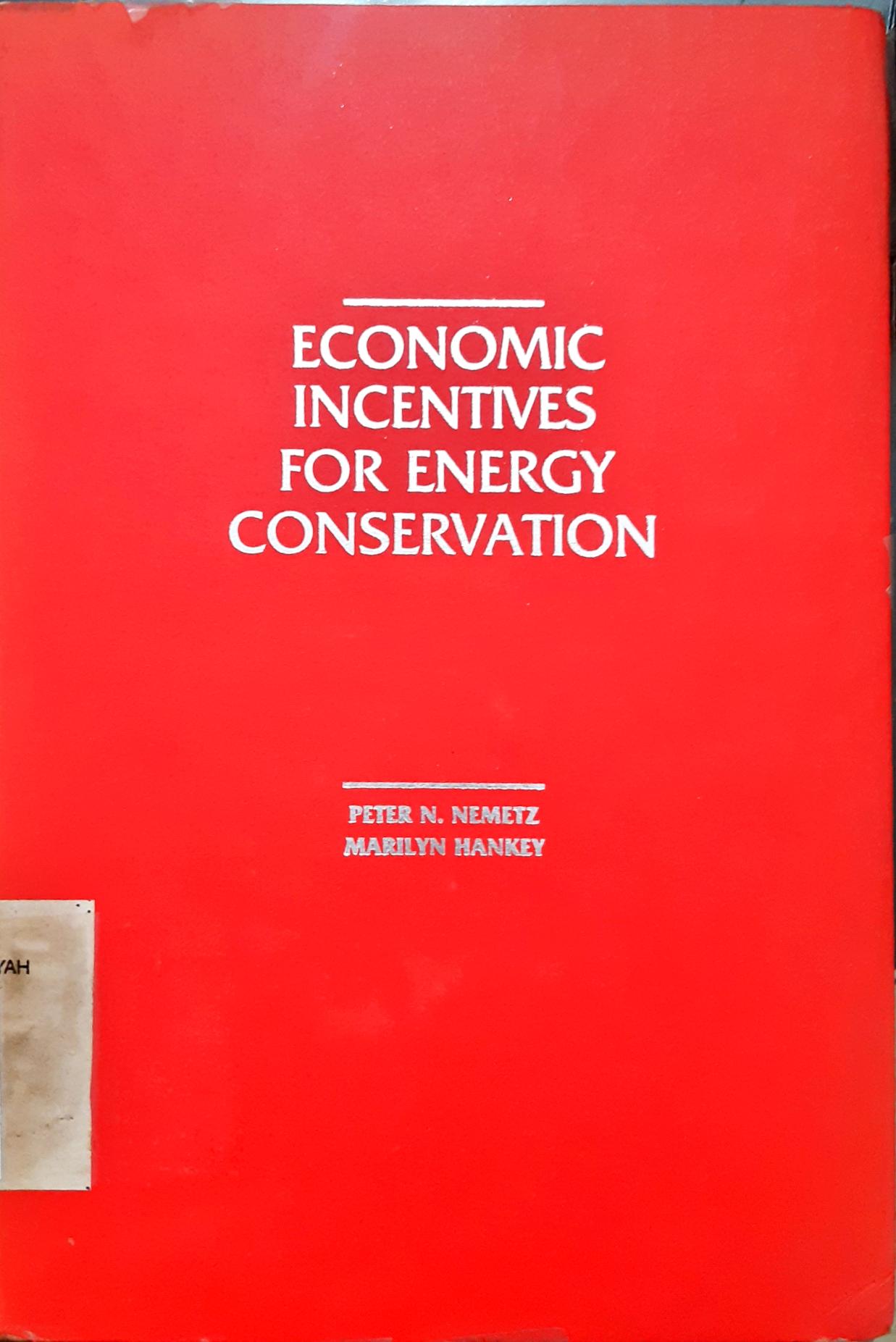 Cover Economic incentives for energy concervation