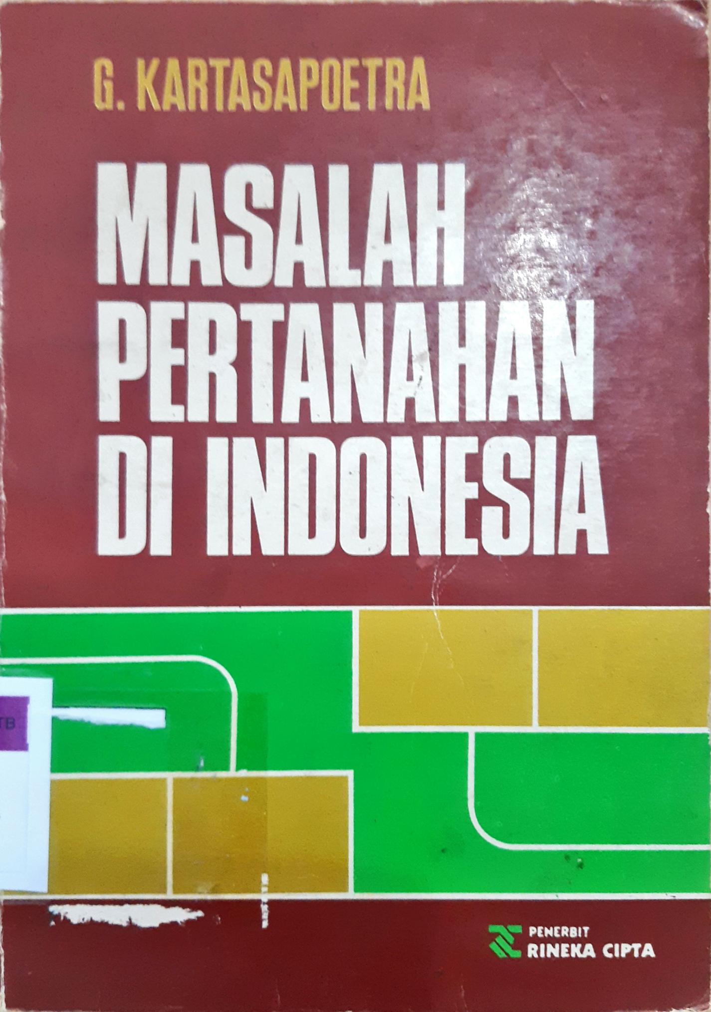 Cover Masalah pertanahan di Indonesia / G. Kartasapoetra