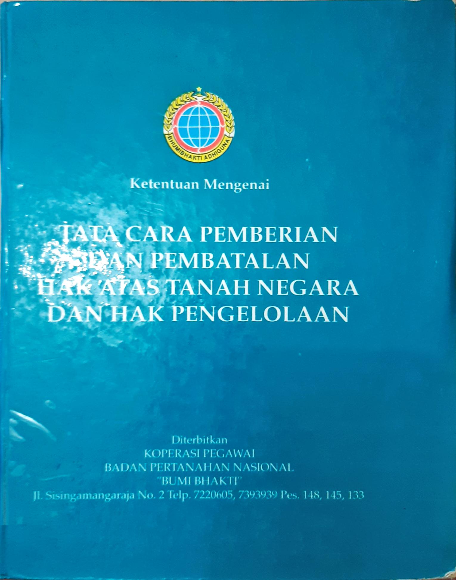 Cover Tata cara pemberian dan pembatalan hal atas tanah negara dan hak pengelolaan