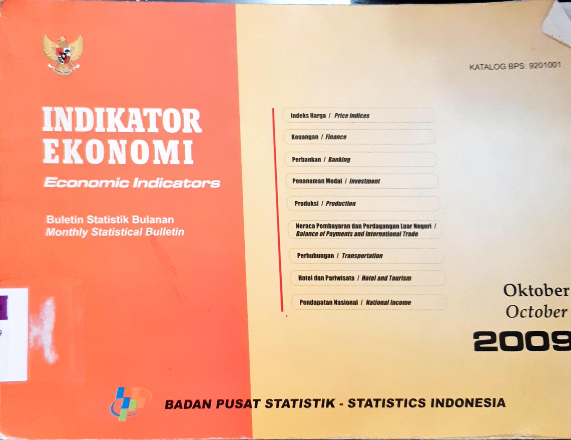 Cover Indikator ekonomi = Economic indicators : Buletin statistik bulanan = Monthly statistical bulletin April 2009 / Badan Pusat Statistik