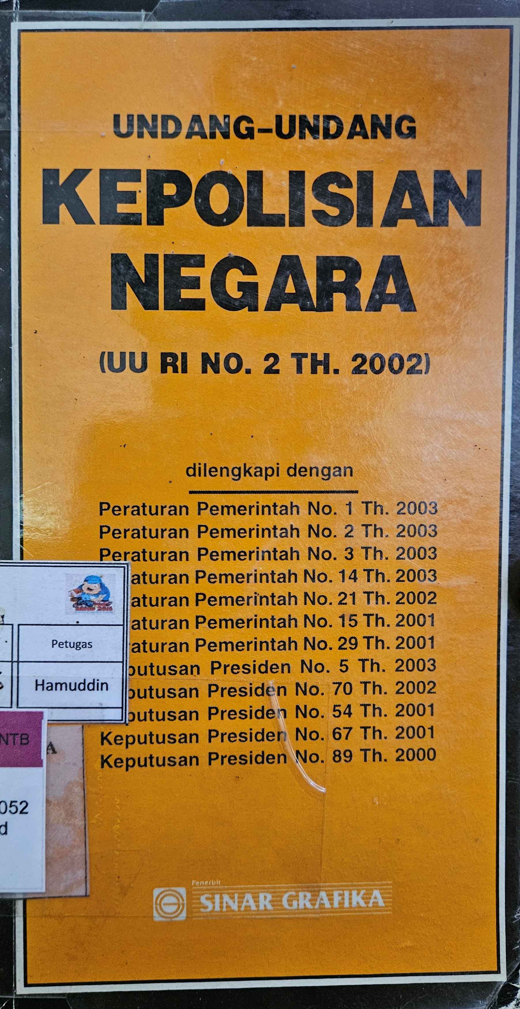 Cover Undang-Undang Kepolisian Negara (UU RI No.2 Th.2002)
