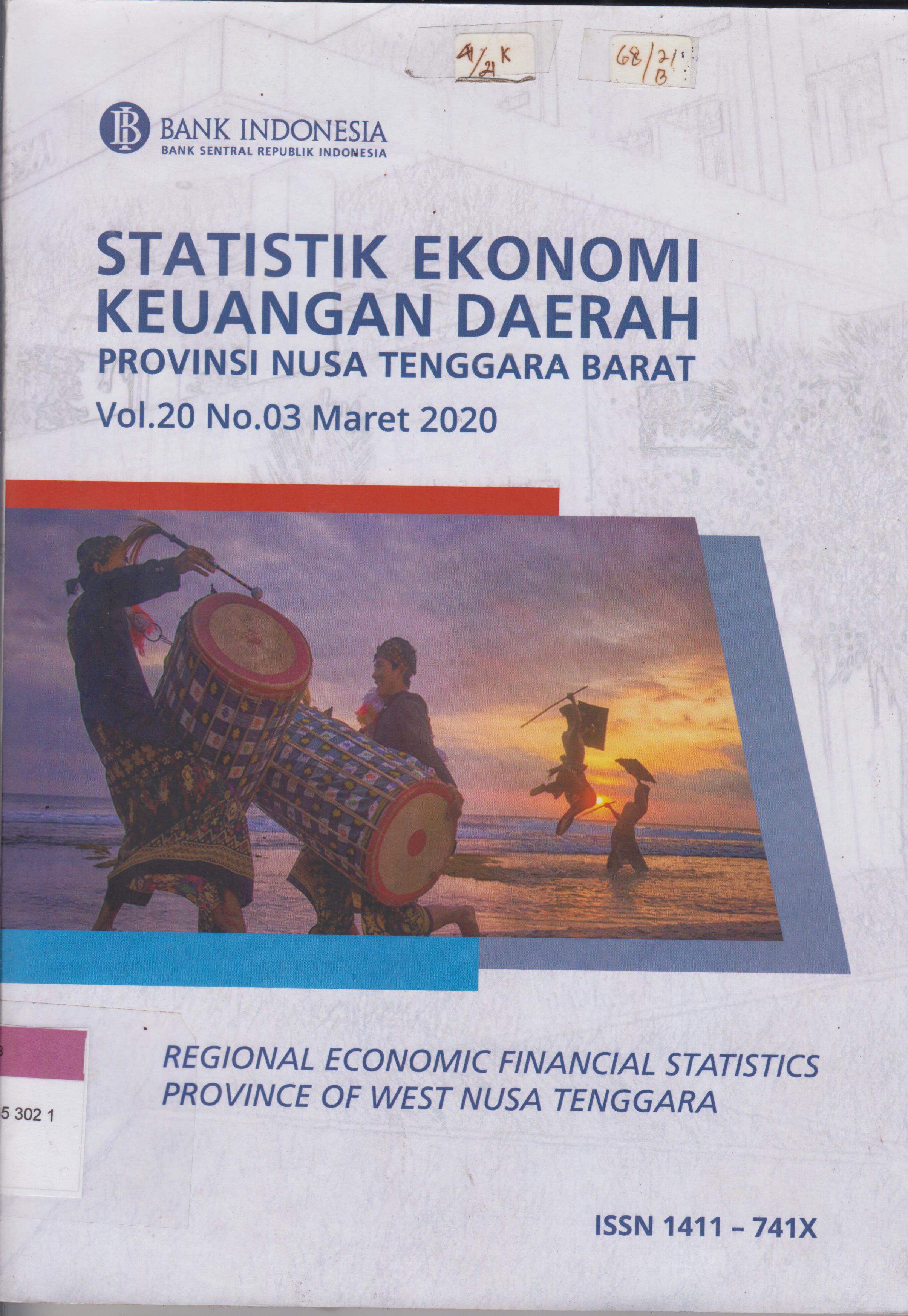 Cover Statistik Ekonomi Keuangan Daerah Provinsi Nusa Tenggara Barat Regional Economic Financial Statistic Provinve Of West Nusa  Tenggara  Vol. 20. 03 Maret 2020 :