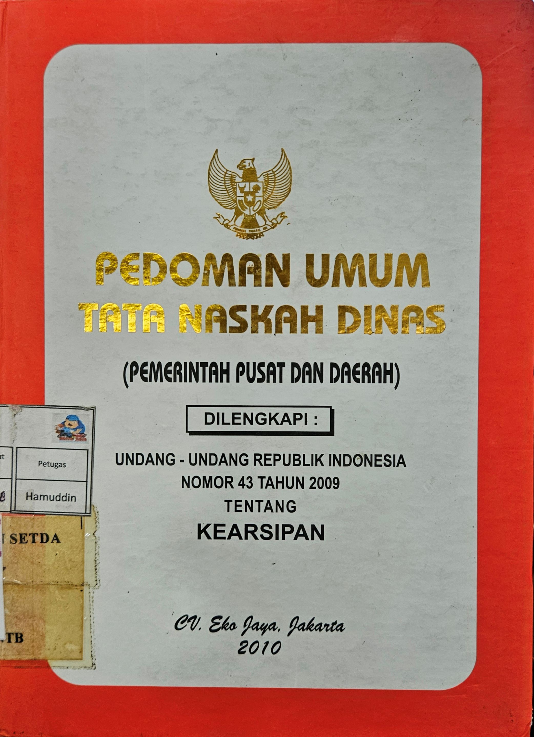 Cover Pedoman Umum tata Naskah Dinas (Pemerintah Pusat dan Daerah)