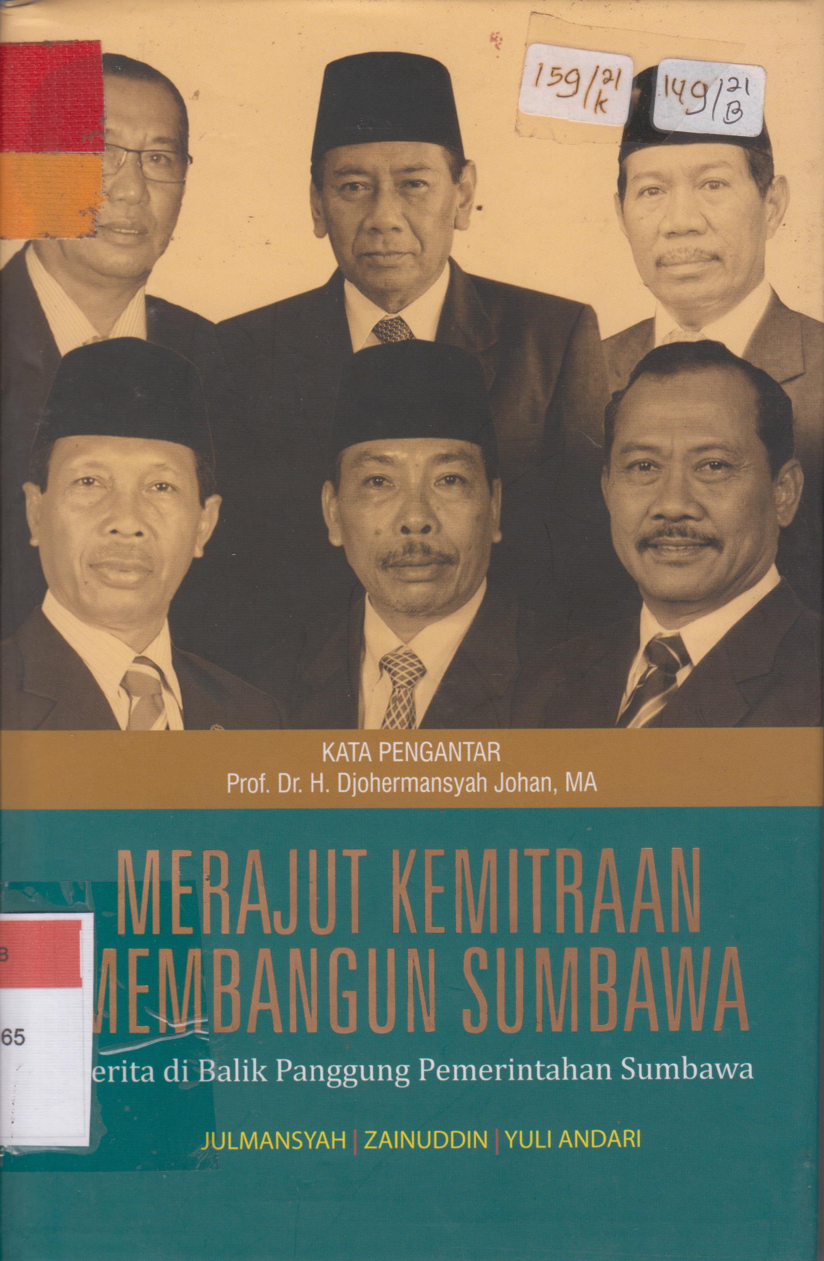 Cover Merajut kemitraan membangun Sumbawa :  cerita dibalik panggung pemerintah Sumbawa