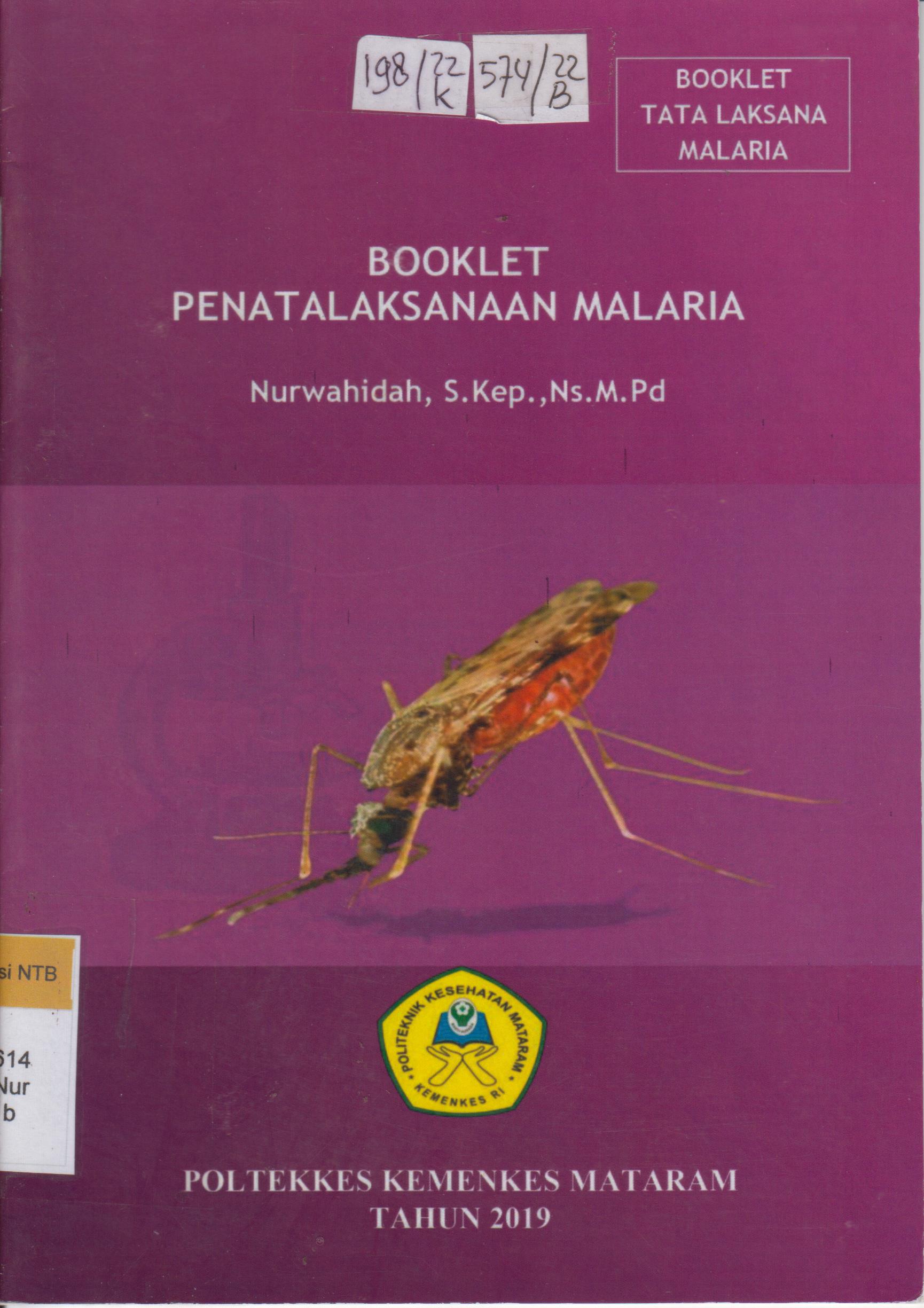 Cover Booklet penatalaksanaan malaria / Nurwahidah