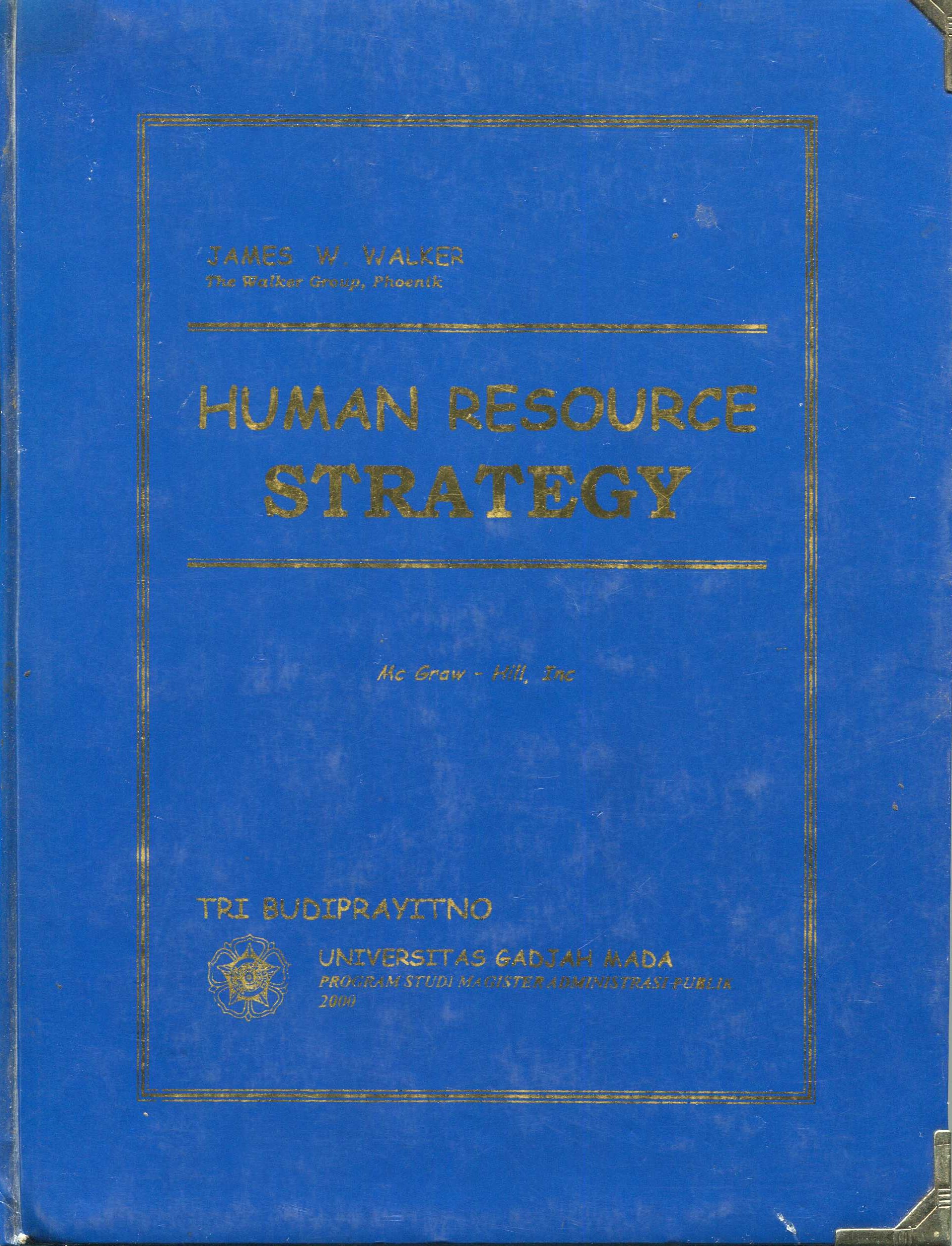 Cover Human Resource Strategy / James W. Walker