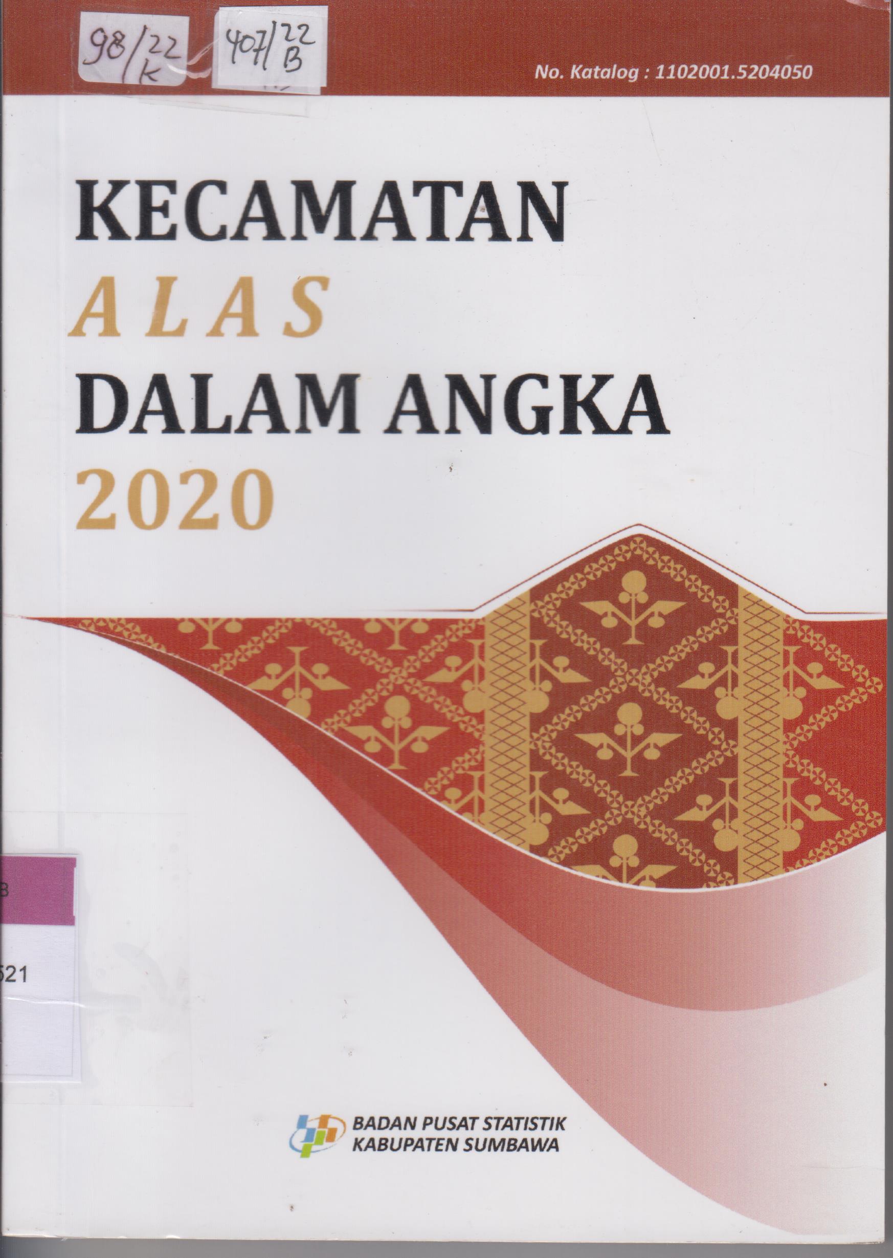 Cover Kecamatan Alas  Dalam Angka 2020 / Badan Pusat Statistik Kabupaten Sumbawa