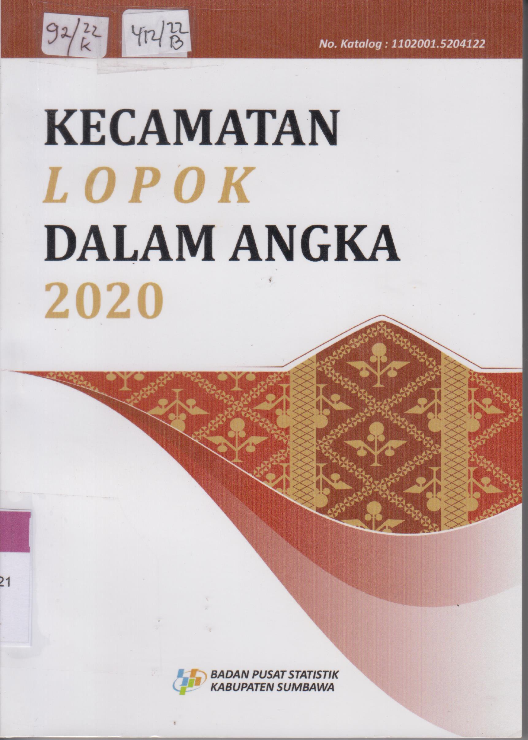Cover Kecamatan Lopok  Dalam Angka 2020 / Badan Pusat Statistik Kabupaten Sumbawa