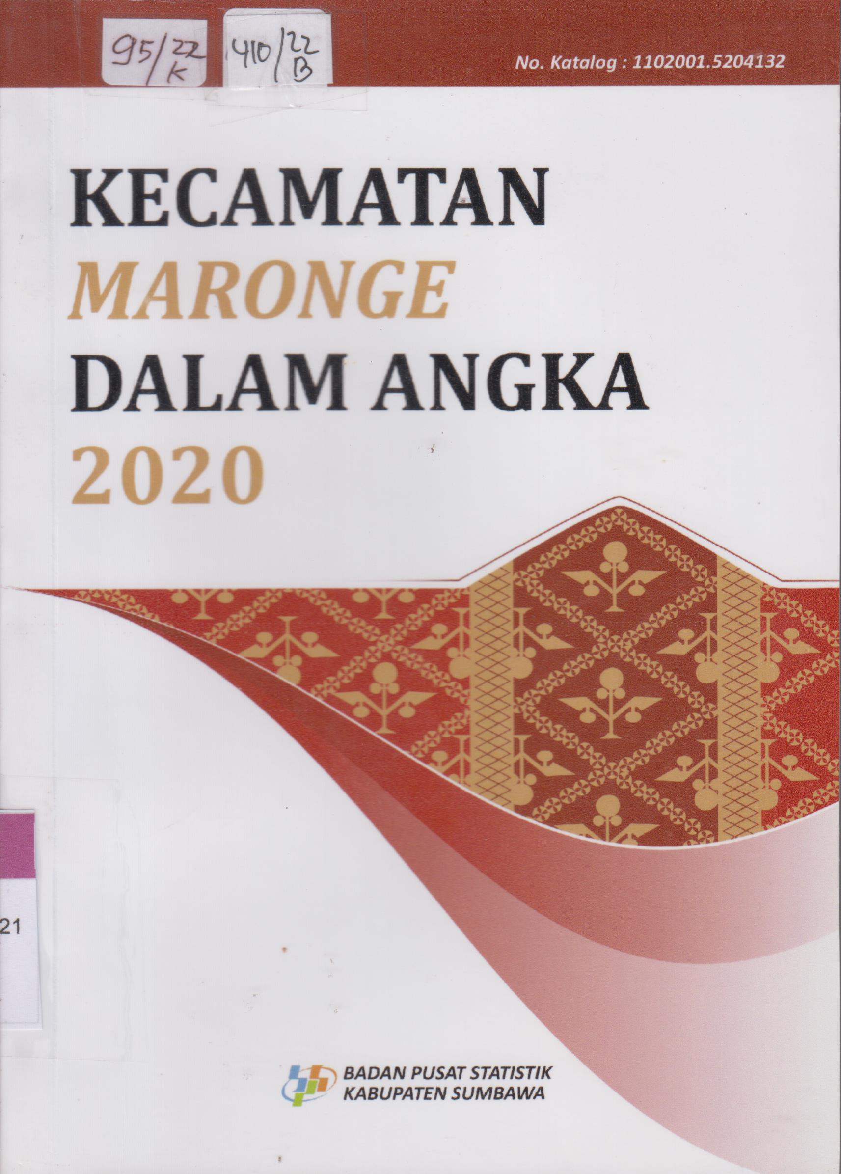 Cover Kecamatan Maronge  Dalam Angka 2020 / Badan Pusat Statistik Kabupaten Sumbawa