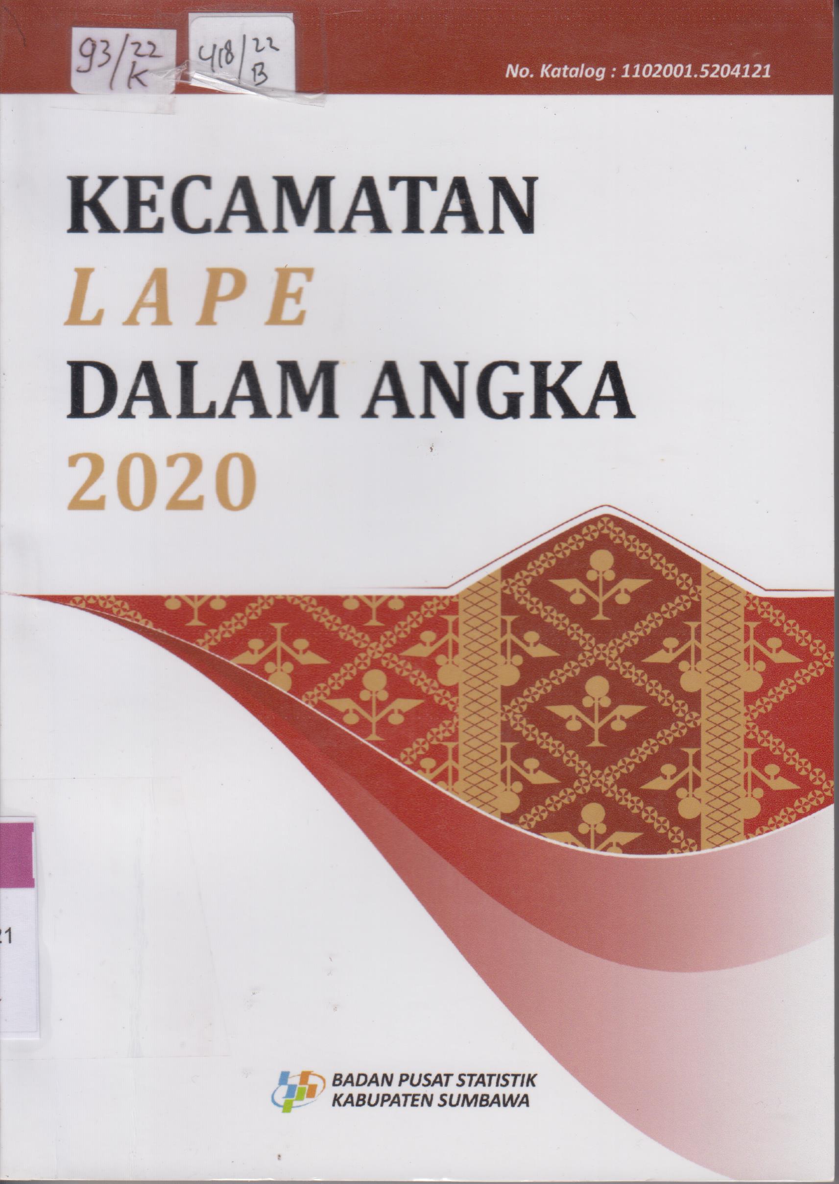 Cover Kecamatan Lape  Dalam Angka 2020 / Badan Pusat Statistik Kabupaten Sumbawa