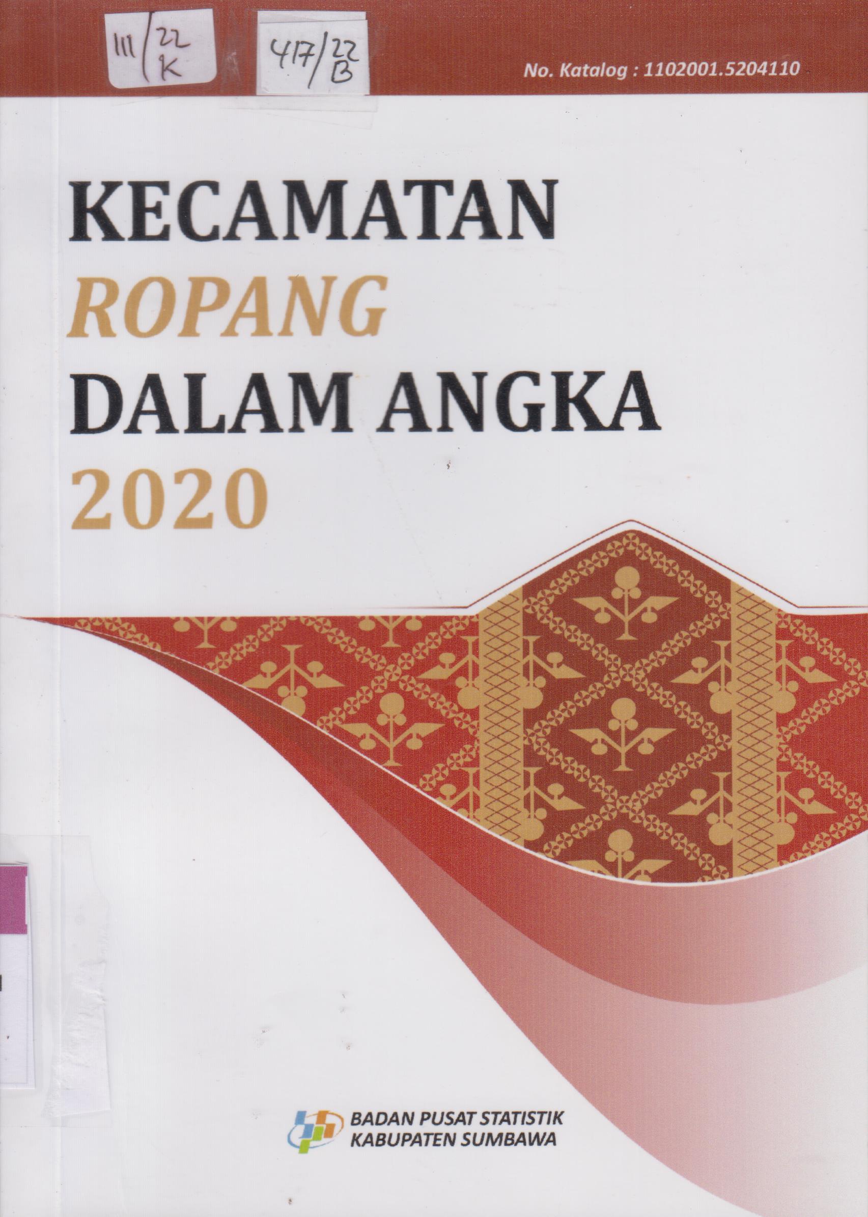 Cover Kecamatan Ropang  Dalam Angka 2020 / Badan Pusat Statistik Kabupaten Sumbawa