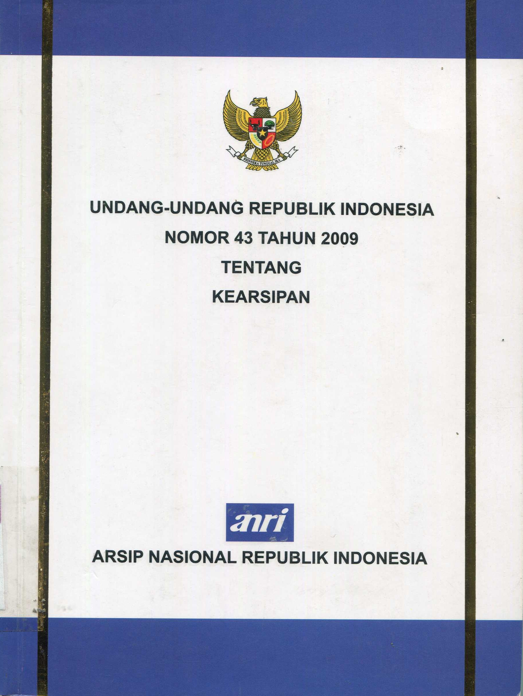 Cover Peraturan Pemerintah RI Nomor 28 Tahun 2012 Tentang Pelaksanaan UU Nomor 43 Tahun 2009 Tentang Kearsipan