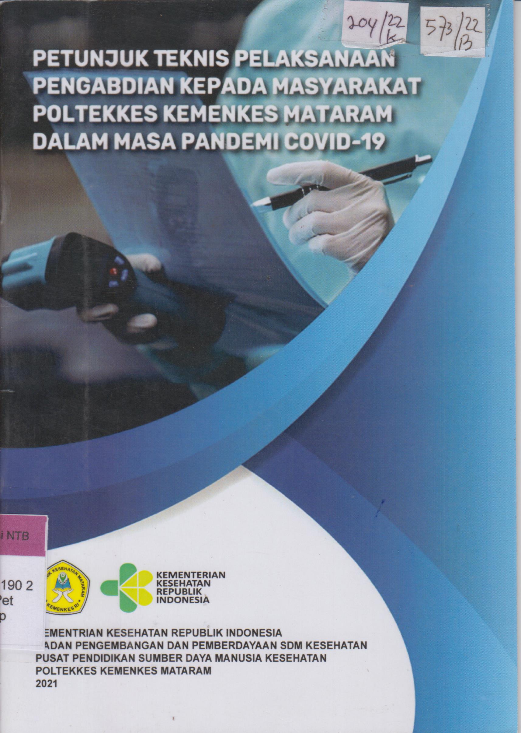 Cover Petunjuk teknis pelaksanaan pengabdian kepada masyarakat poltekkes kemenkes mataram dalam masa pandemi covid-19