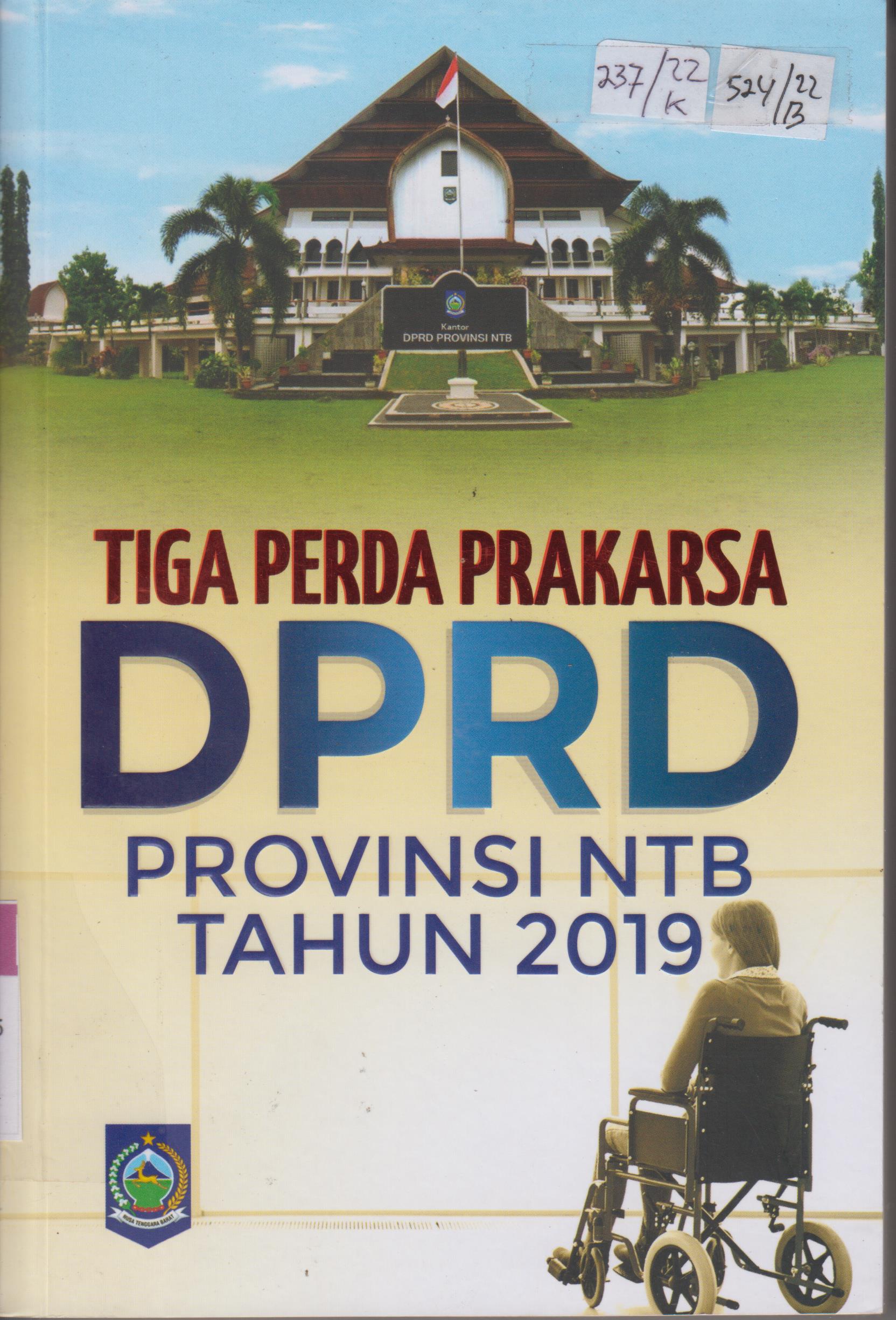 Cover Tiga perda perkara DPRD Provinsi NTB Tahun 2019