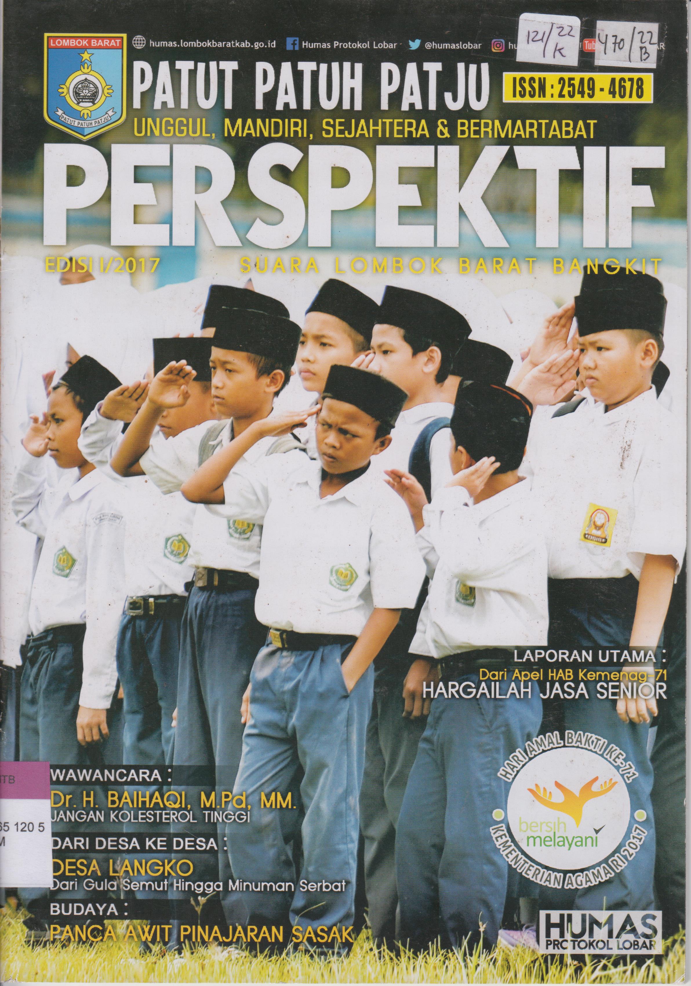 Cover Persfektif :  Suara Lombok Barat Bangkit, Patut Patuh Patju unggul, Mandiri, Sejahtera dan Bermartabat Edisi I / 2017