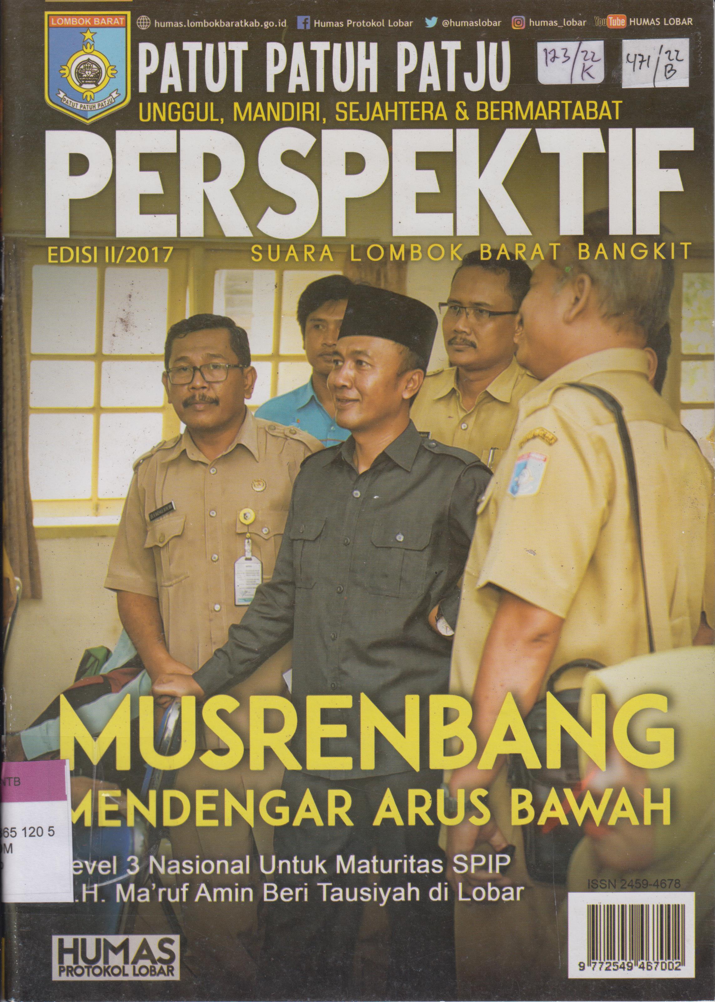Cover Persfektif :  Suara Lombok Barat Bangkit, Patut Patuh Patju unggul, Mandiri, Sejahtera dan Bermartabat Edisi II / 2017