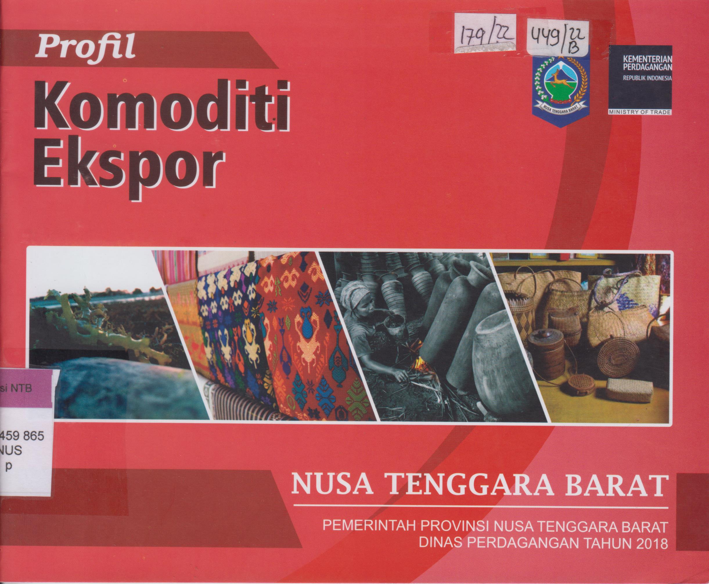 Cover Profil komoditi Ekspor Daerah Nusa Tenggara Barat 2018