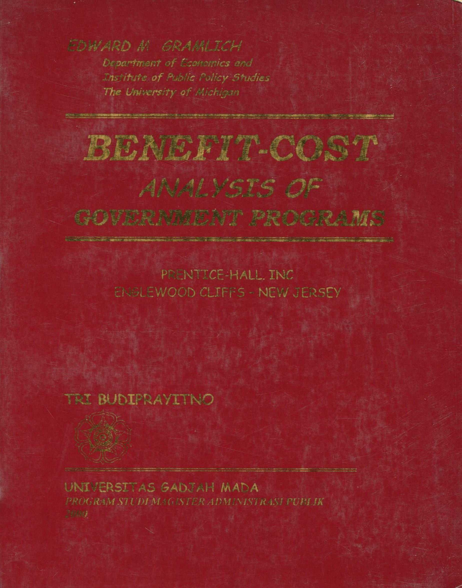 Cover Benefit-Cost Analysis of Government Programs / Edward M. Gramlich