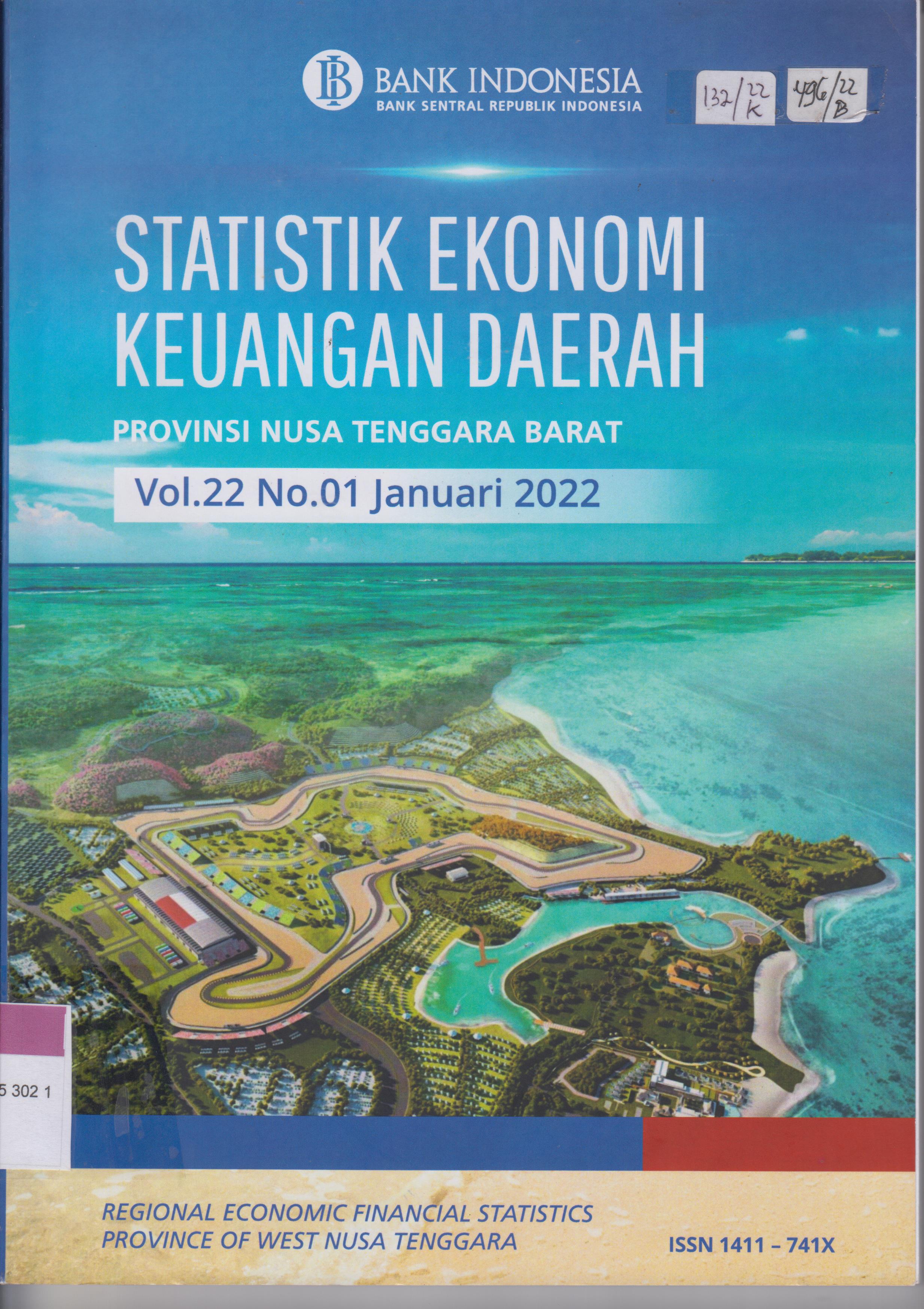 Cover Statistik Ekonomi Keuangan Daerah Provinsi Nusa Tenggara Barat Vol.22 No.01 Januari 2022 :  Regional Economic Financial Statistics Province of West Nusa Tenggara