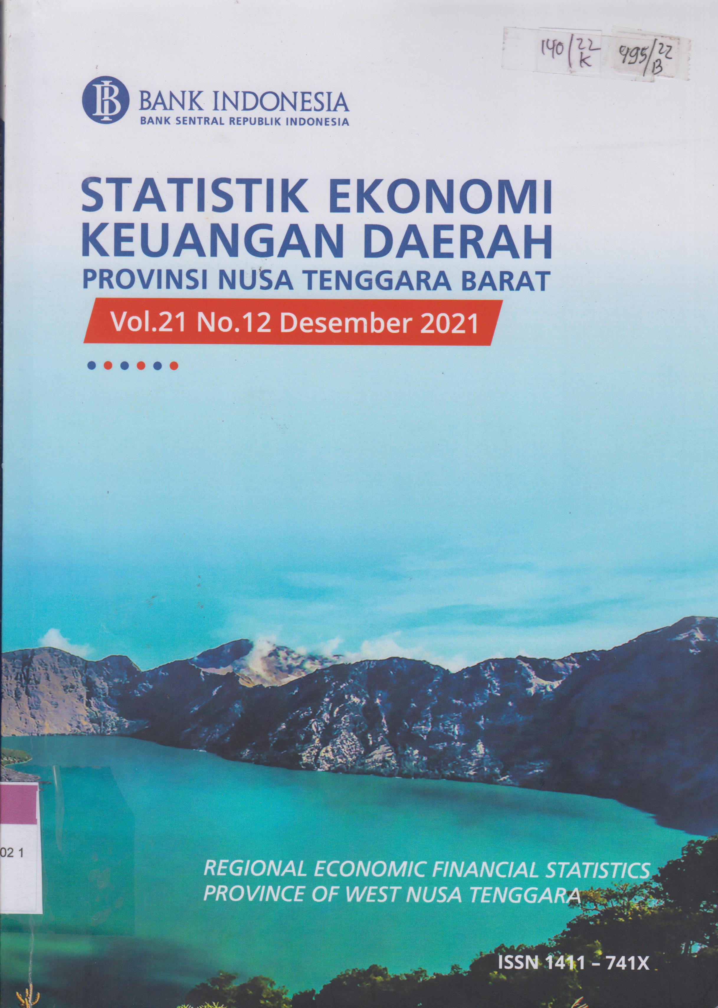 Cover Statistik Ekonomi Keuangan Daerah Provinsi Nusa Tenggara Barat Vol.21 No.12 Desember 2021 :  Regional Economic Financial Statistics Province of West Nusa Tenggara