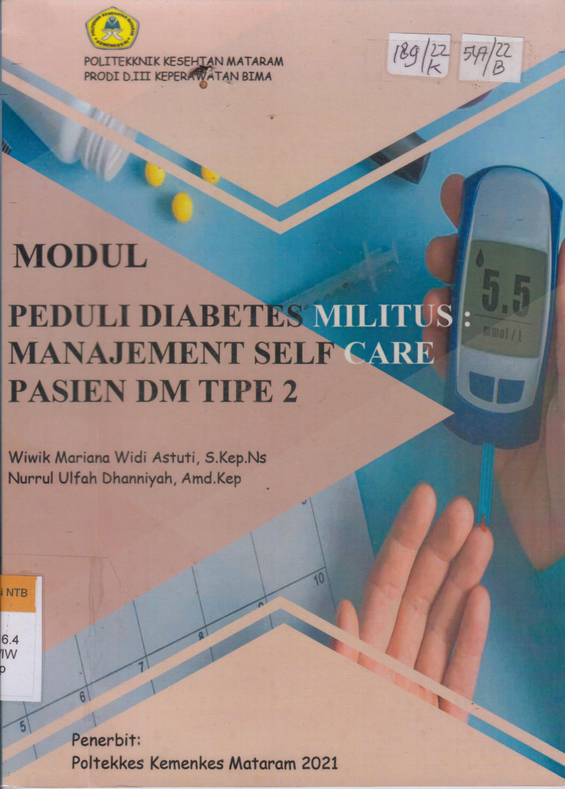 Cover Peduli diabetes militus = manajemen self care pasien DM tipe 2