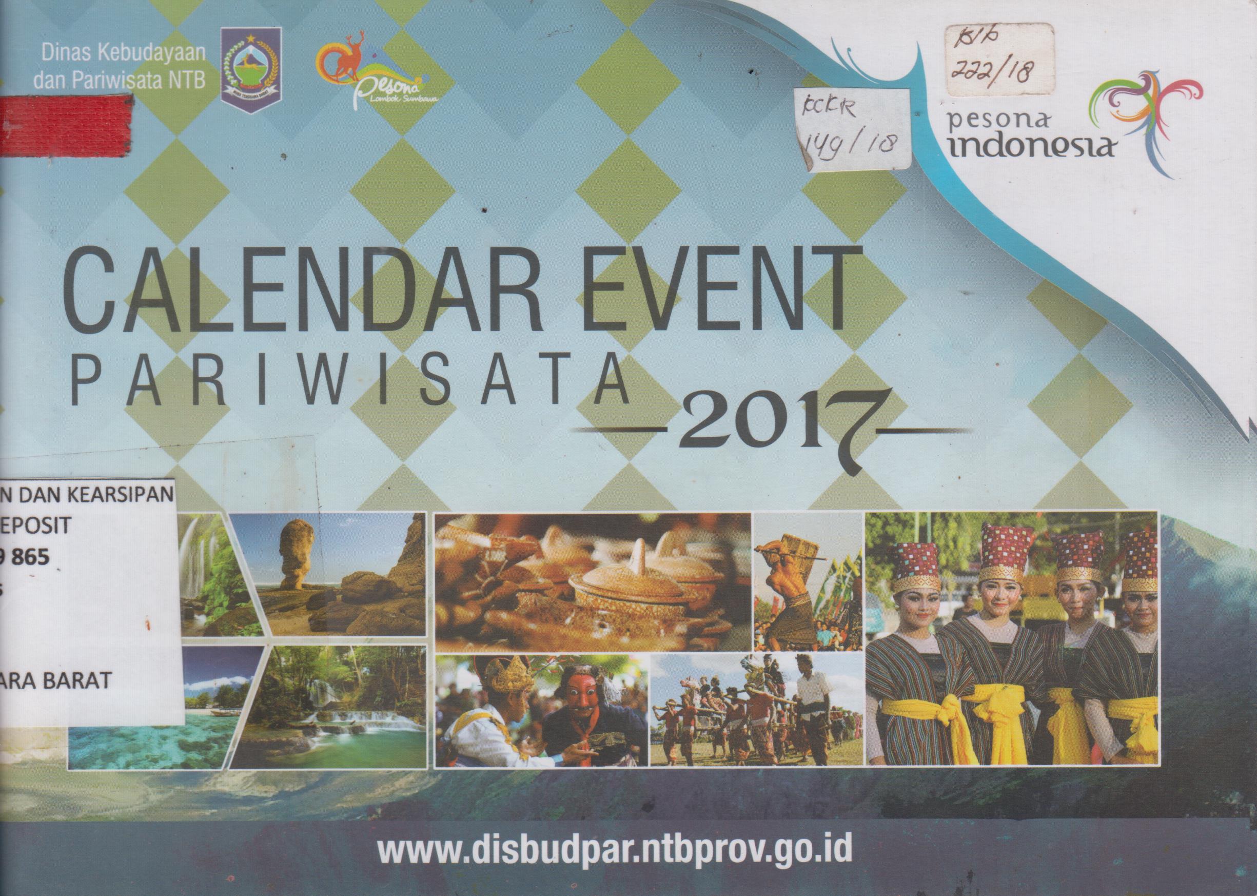 Cover Calendar Event Pariwisata 2017 / Dinas Kabudayaan dan Pariwisata Prov. Nusa Tenggara Barat