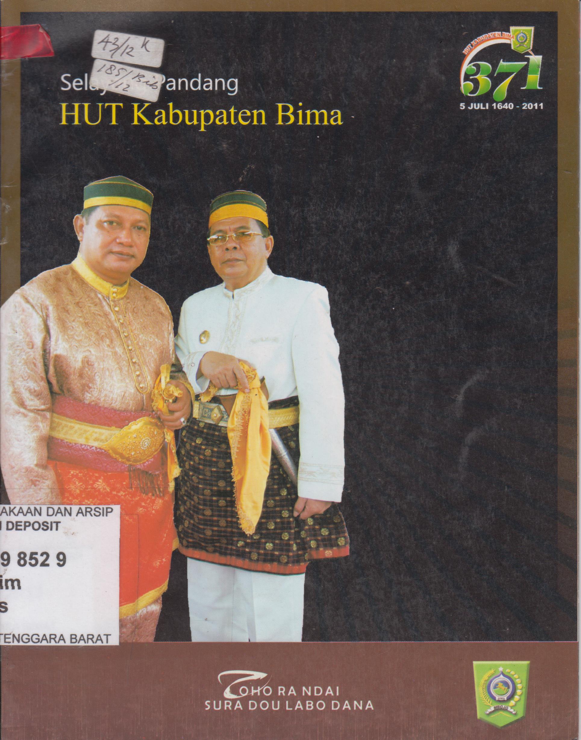 Cover Selayang Pandang HUT Kabupaten Bima / Pemerintah Kabupaten Bima
