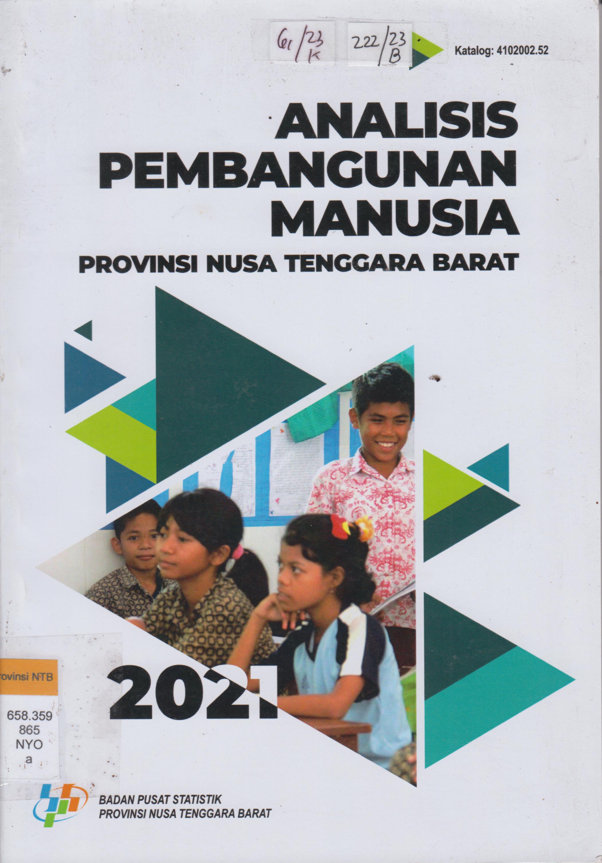 Cover Analisis Pembangunan Manusia Provinsi Nusa Tenggara Barat 2021 / Suci Purnamawati