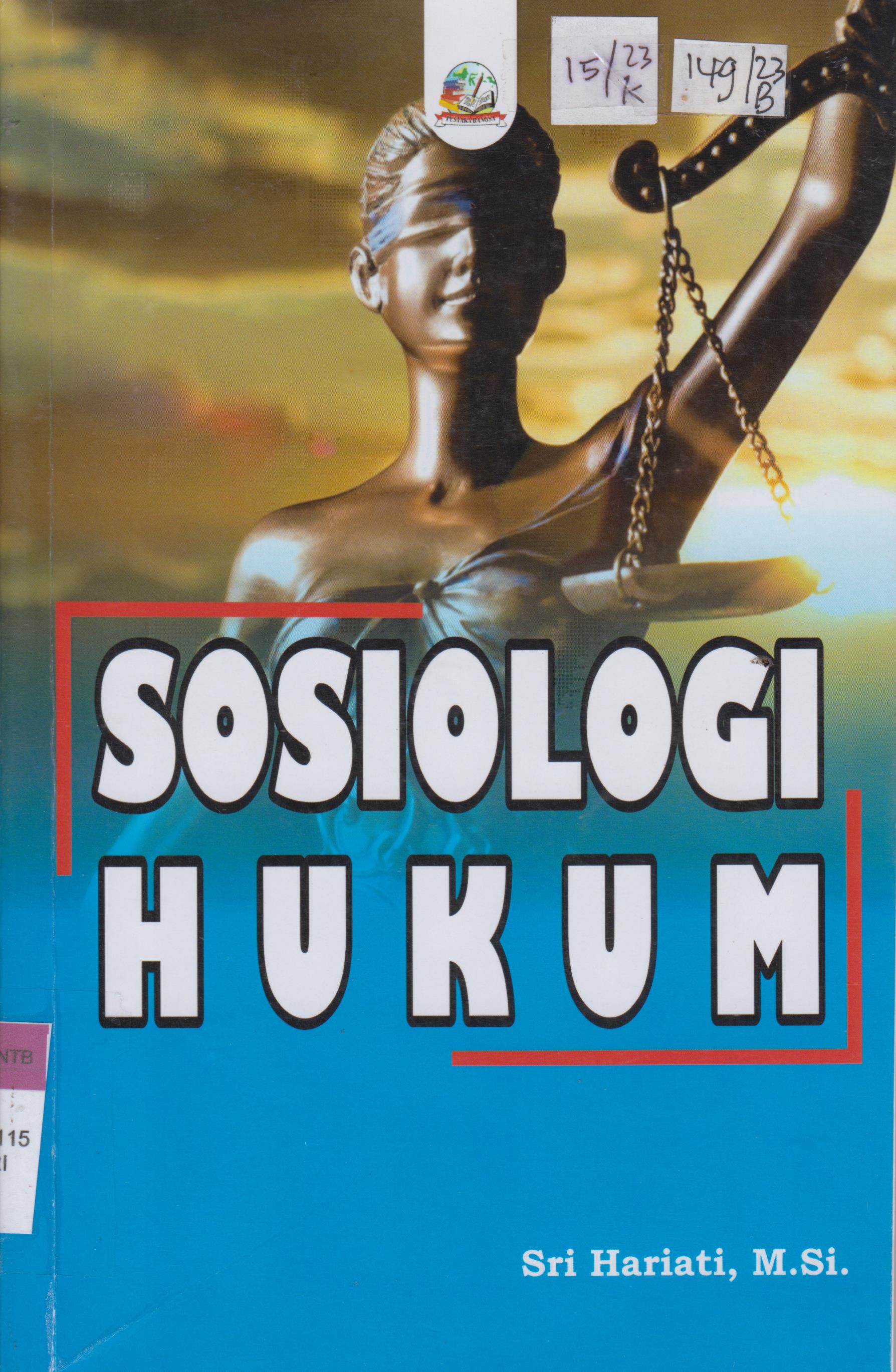 Cover Sosiologi Hukum / Sri Hariati, M.Si