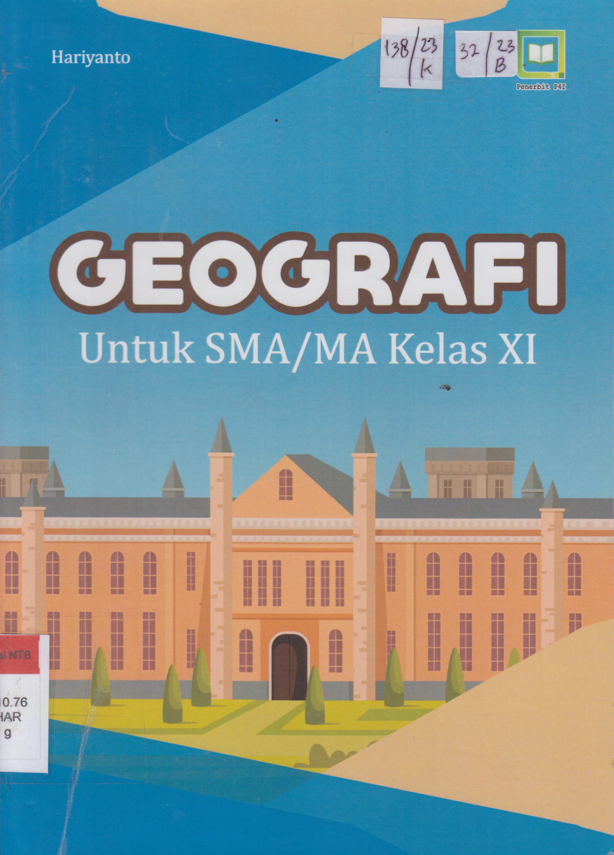 Cover Geografi Untuk SMA/MA Kelas XI