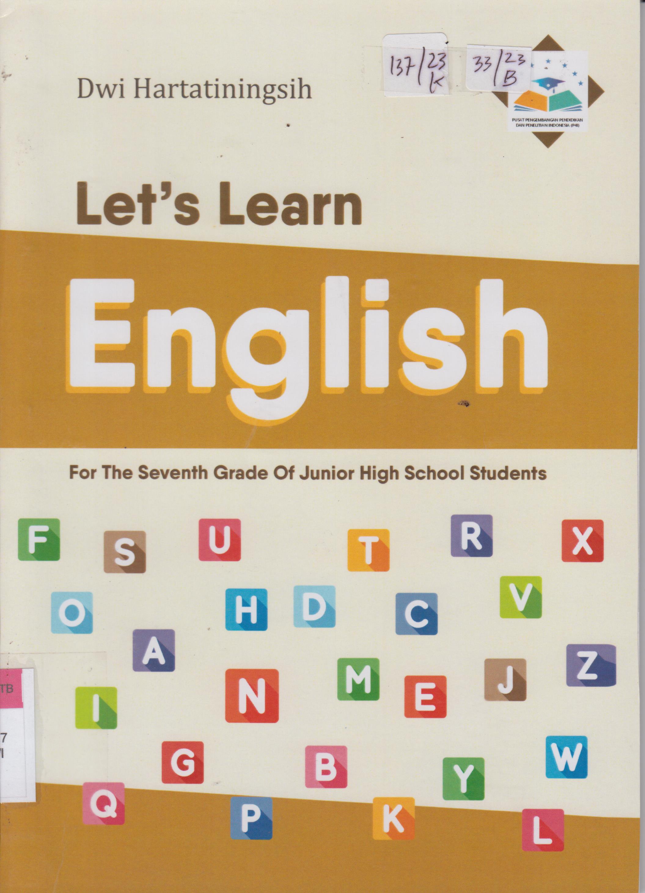 Cover Let's Learn English :  For The Seventh Grade Of Junior High School Students