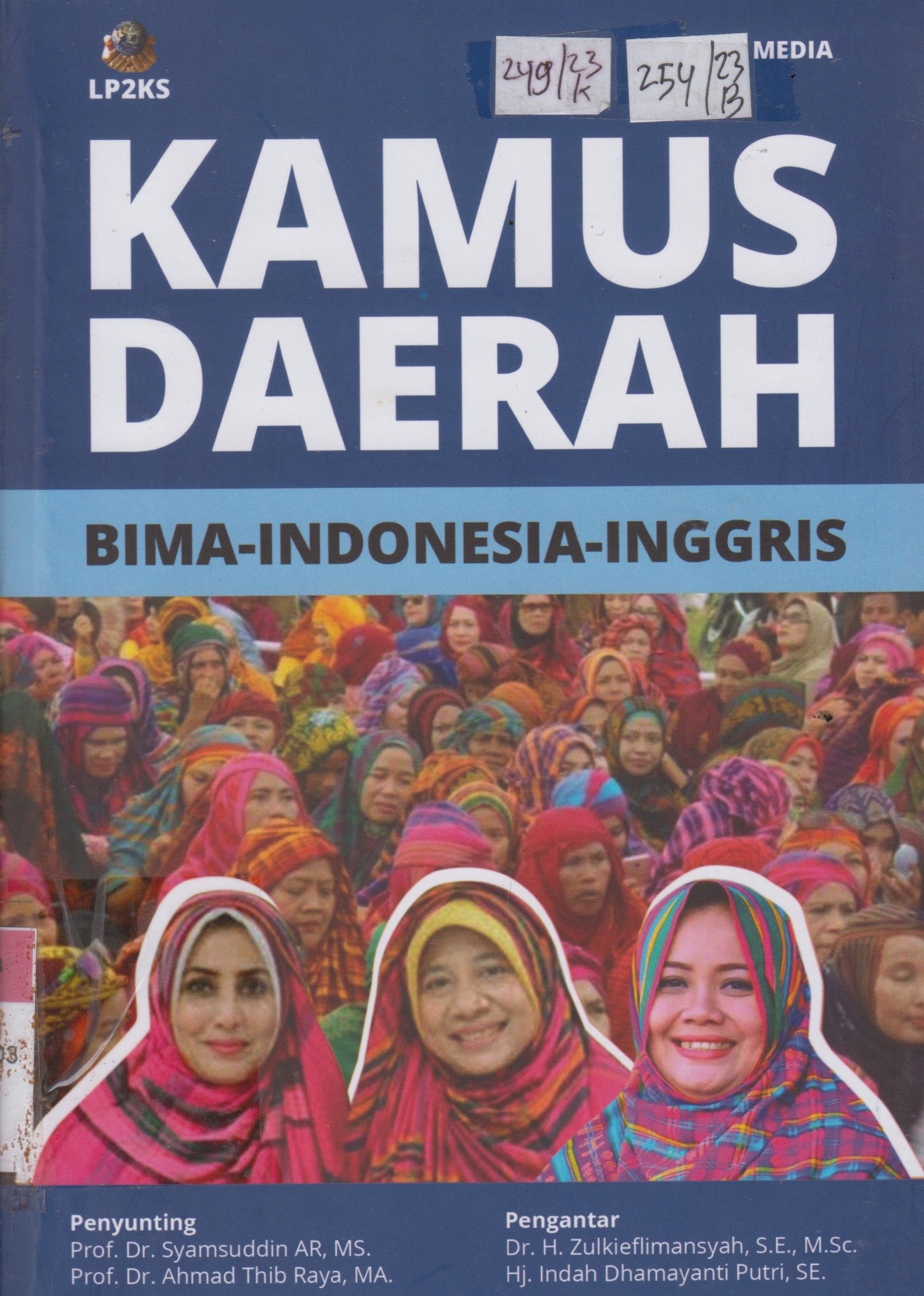 Cover KAMUS DAERAH :  BIMA - INDONESIA - INGGRIS