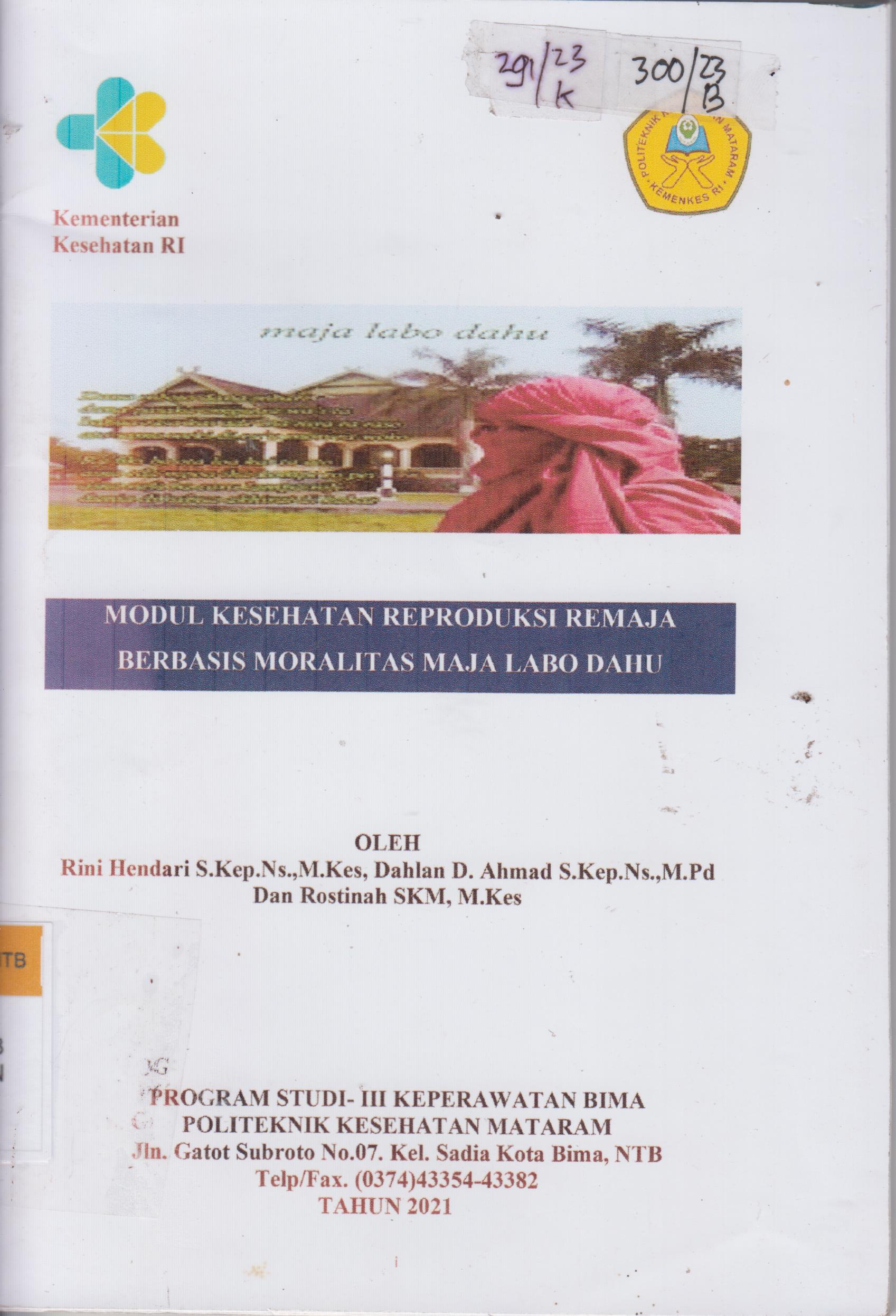 Cover Modul Kesehatan  Reproduksi Remaja Berbasis Moralitas Maja Labo Dahu