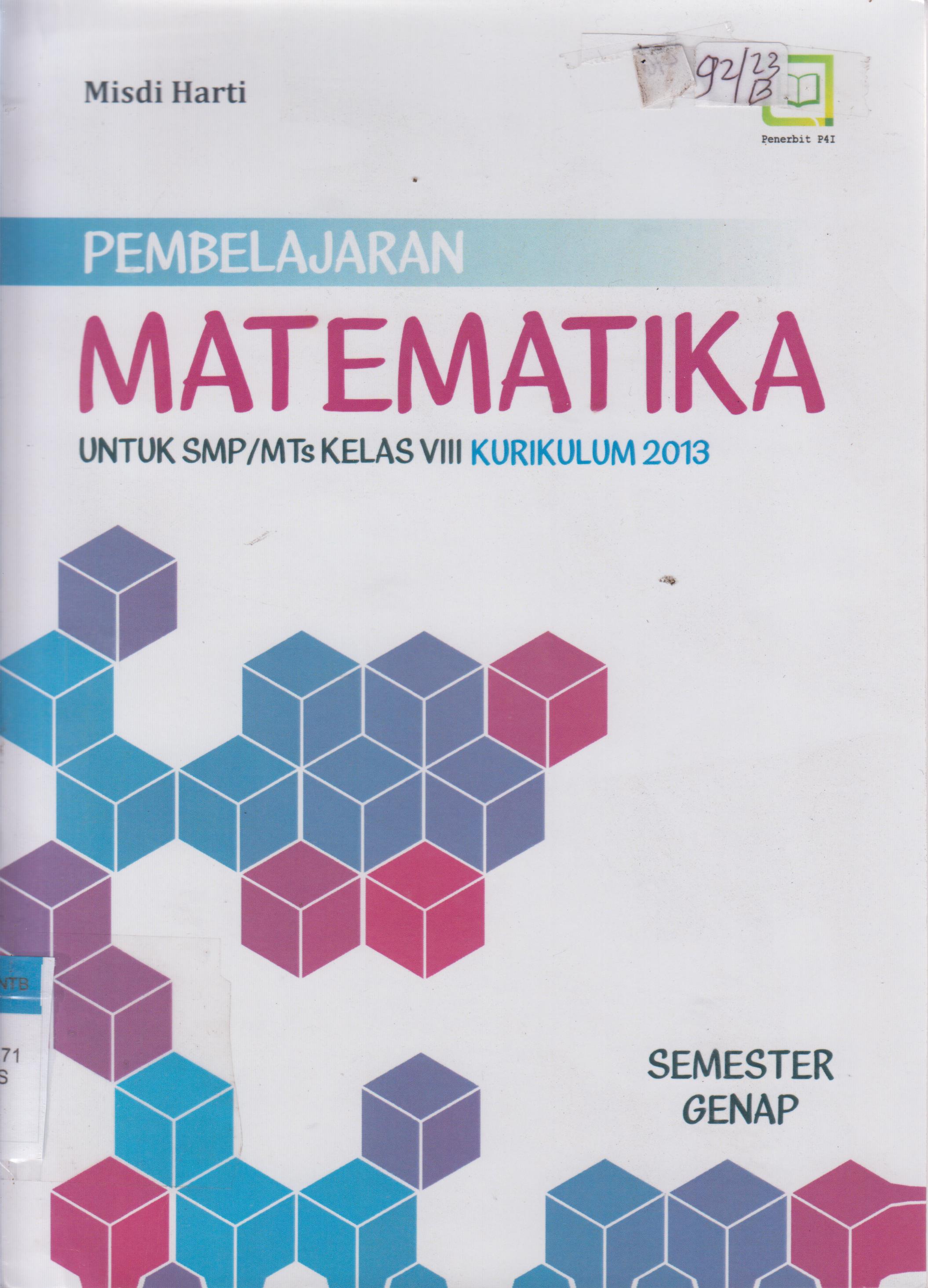 Cover Pembelajaran matematika untuk SMP/MTs kelas VIII kurikulum 2013