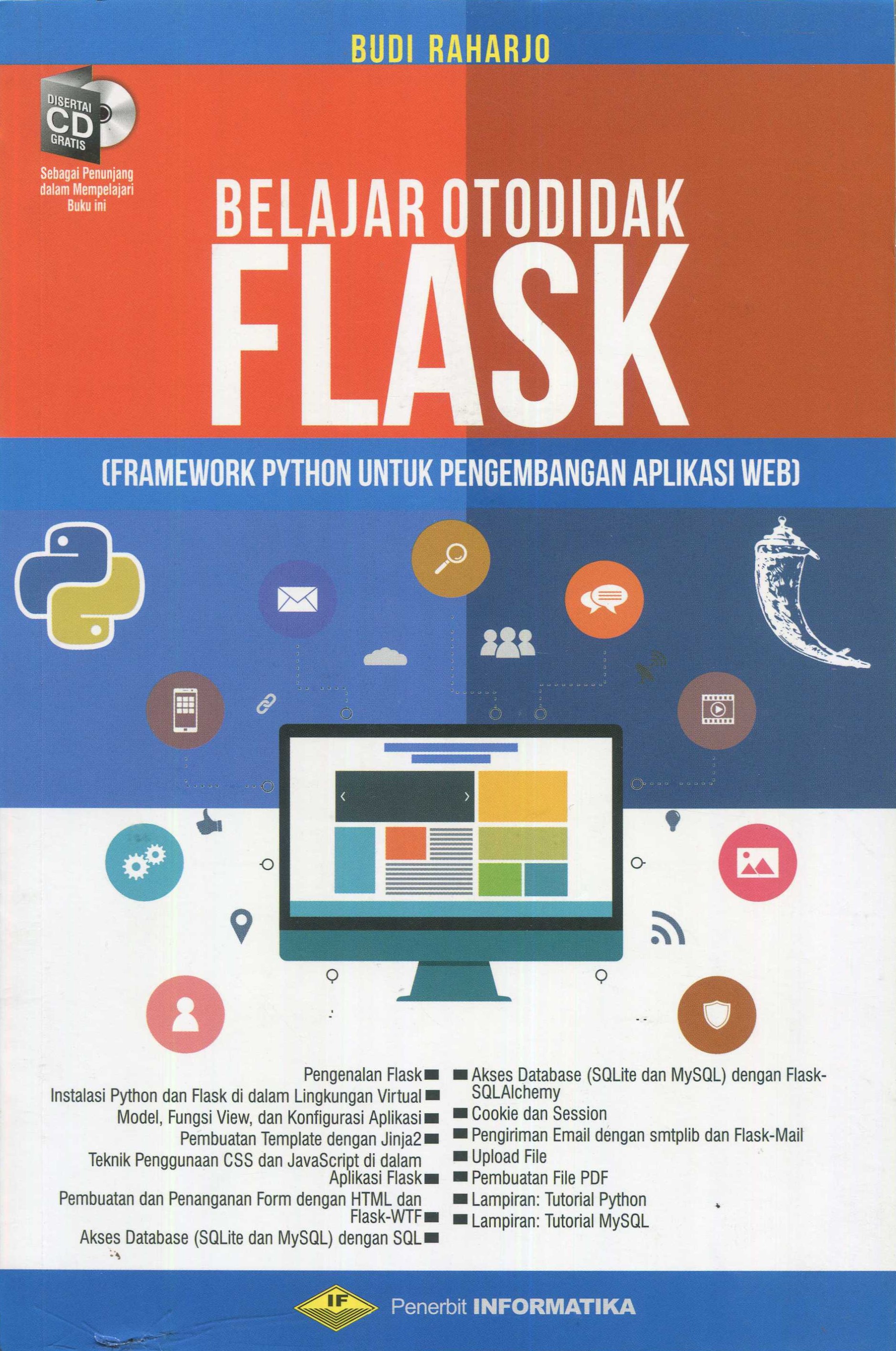 Cover Belajar otodidak flask :  framework python untuk pengembangan aplikasi web / Budi Raharjo