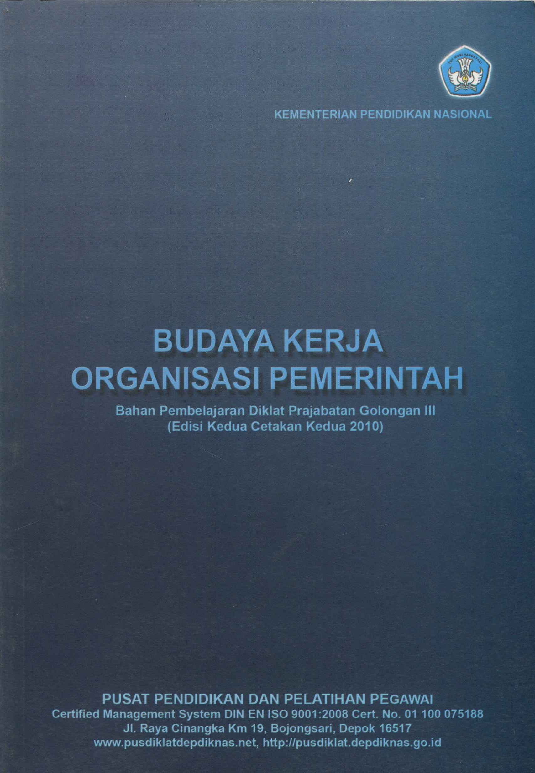Cover Budaya kerja organisasi pemerintah