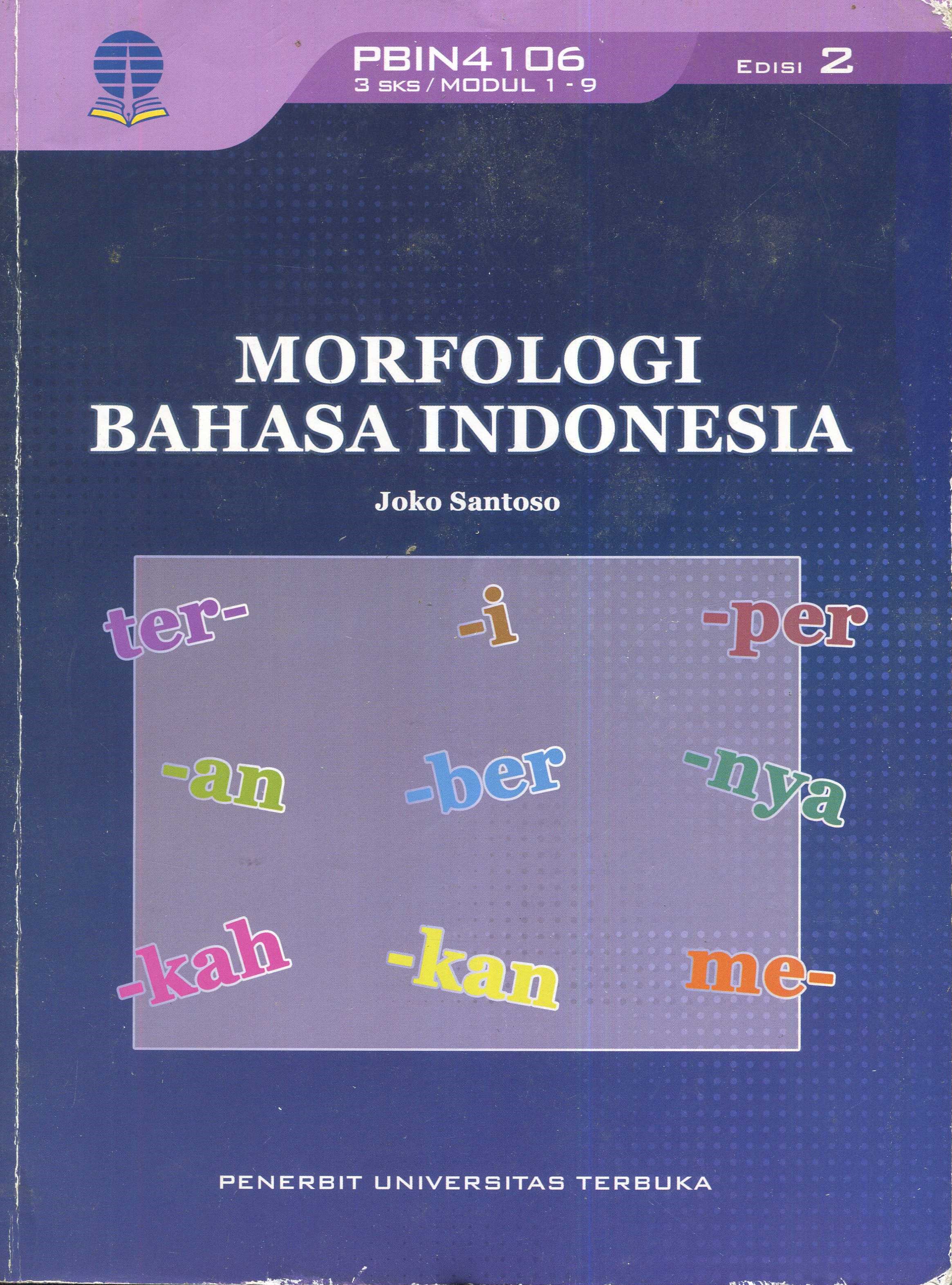 Cover Morfologi bahasa Indonesia / Joko Santoso