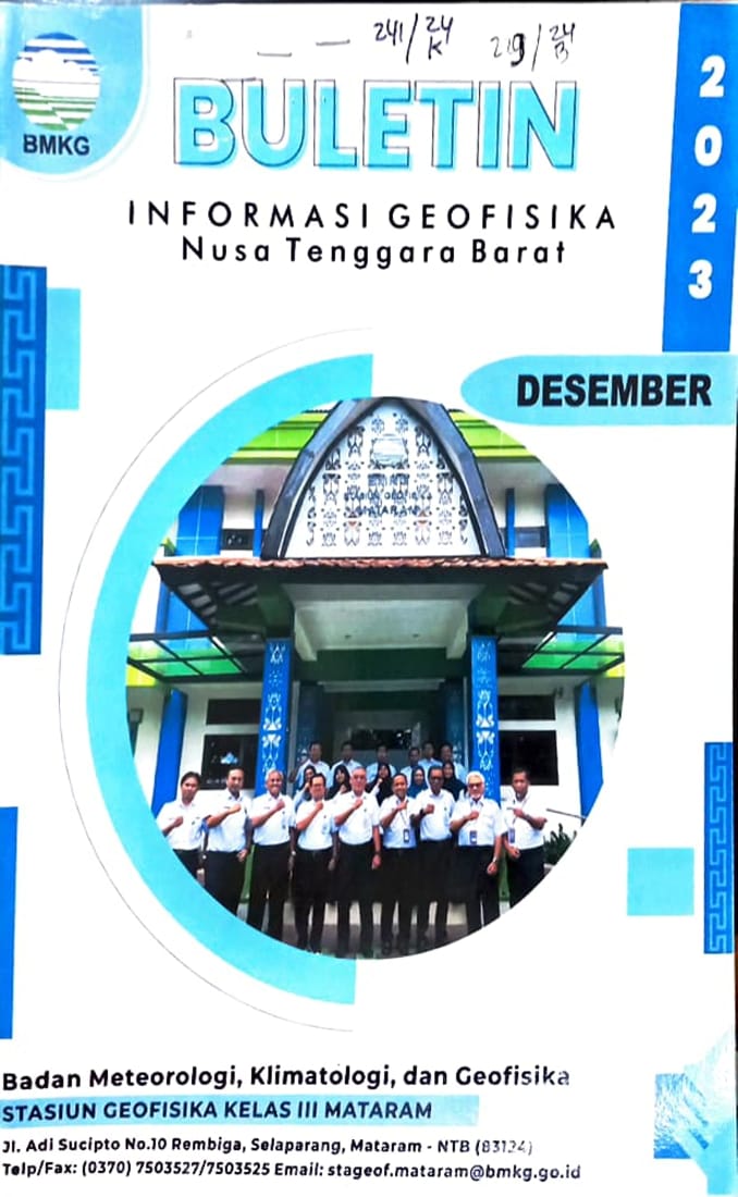 Cover Buletin Informasi Geofisika  Nusa Tenggara Barat bulan Desember 2023 / Ardhianto Septiadhi , S,Si