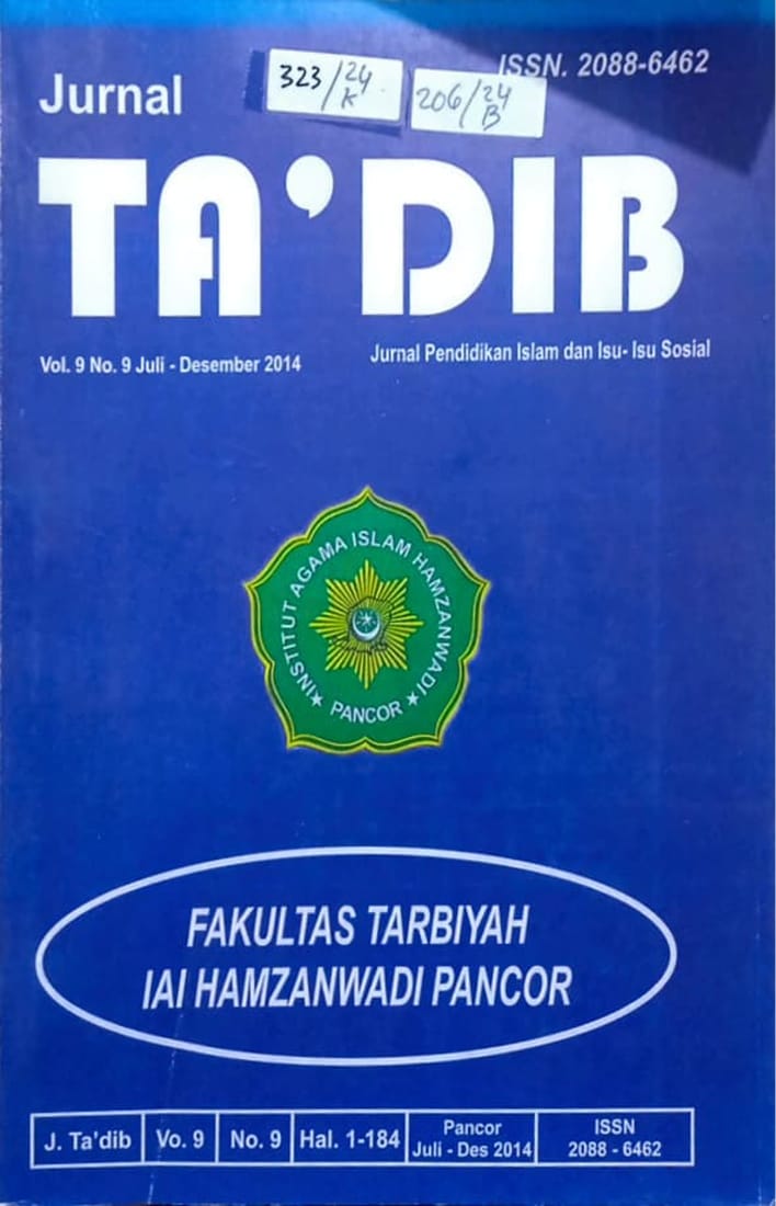 Cover Jurnal Ta'dib Jurnal Pendidikan Islam dan Isu-isu Sosial vol. 9 No. 9 Juli - Desember 2014 / Dekan Fakultas Tarbiyah IAI Hamzanwadi