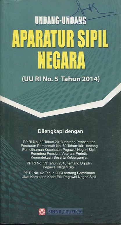 Cover Undang-undang aparatur sipil negara :  UU RI No. 5 tahun 2014