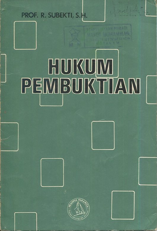 Cover Hukum pembuktian / R. Subekti