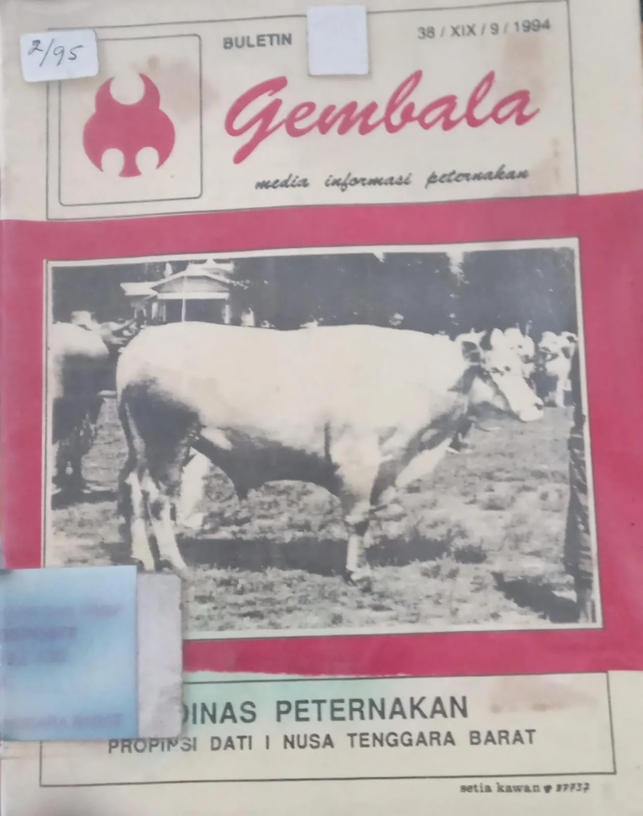 Cover Buletin Gembala 38/XIX/.9/1994 Media Informasi Peternakan / Dinas Peternakan Provinsi Dati I Nusa Tenggara Barat