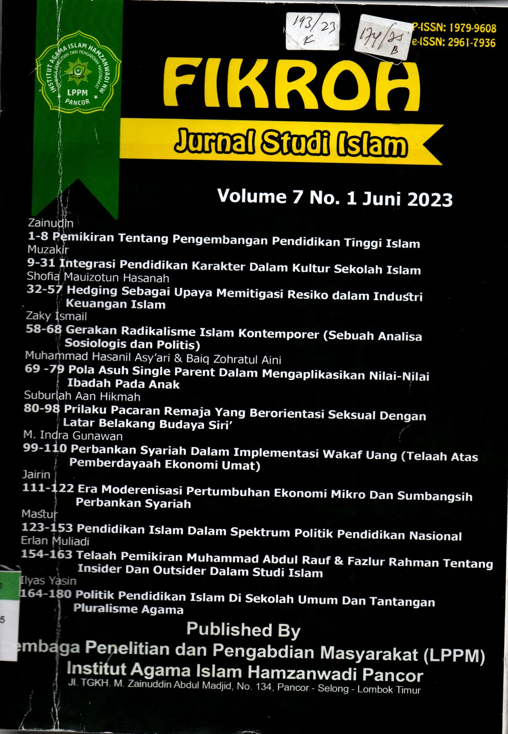 Cover Fikroh  Jurnal Studi Islam Volume 7 No. 1 Juni 2023