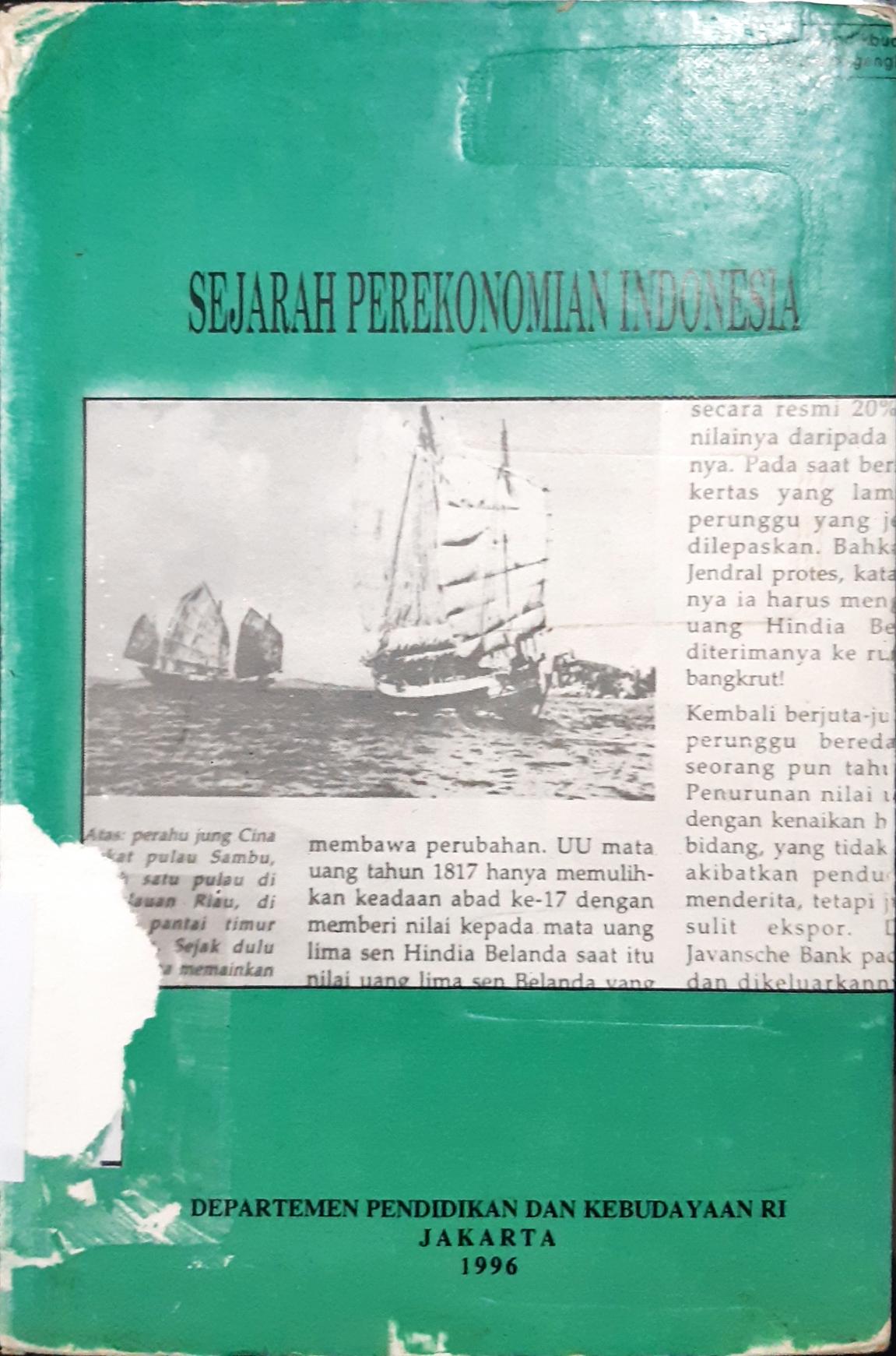 Cover Sejarah perekonomian indonesia / R.Z Leirissa, G.A.Ohorlla, Yuda B. Tangkilisan; penyunting Susanto Zuhdi