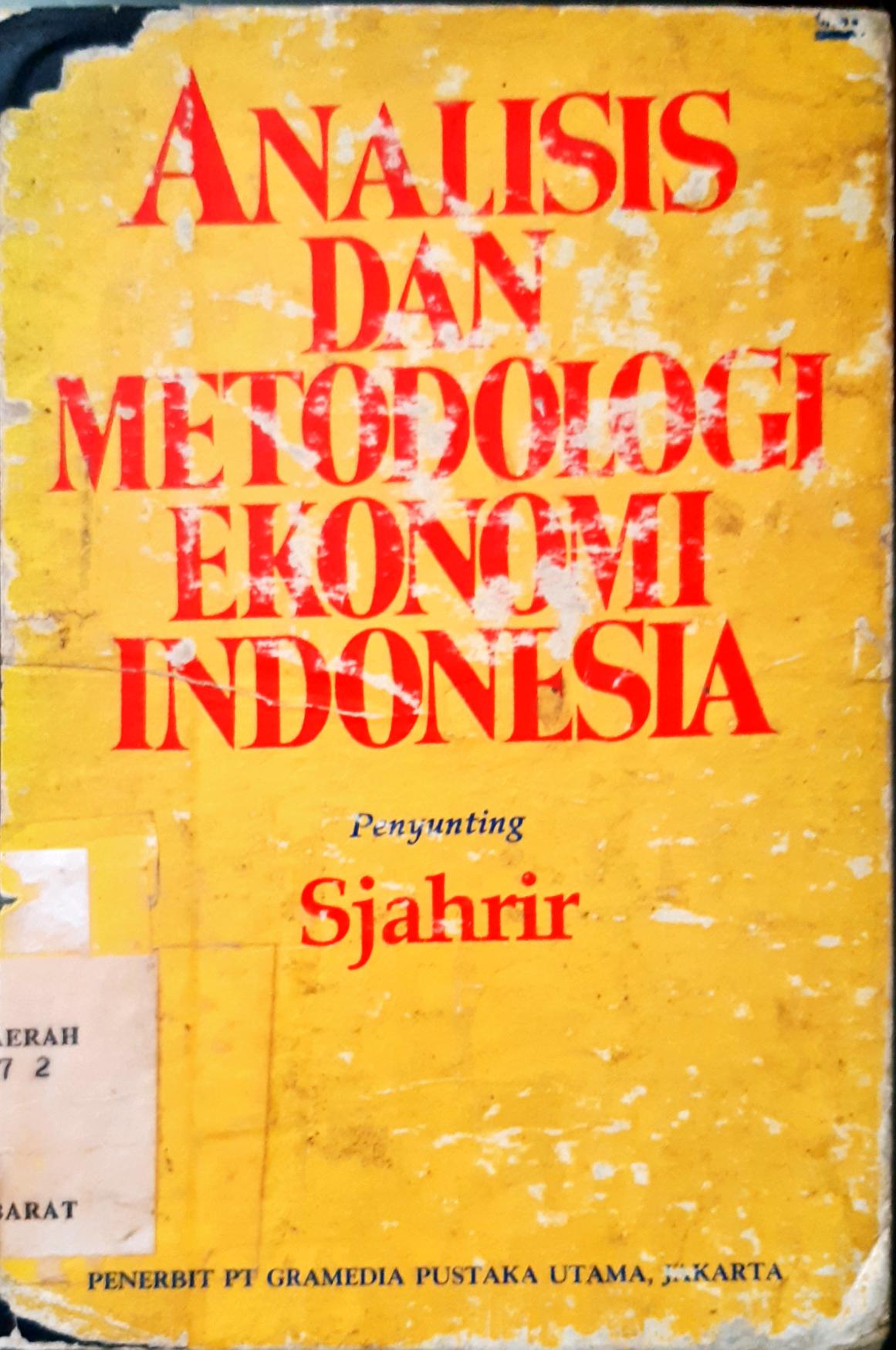 Cover Analisis dan metodologi ekonomi Indonesia